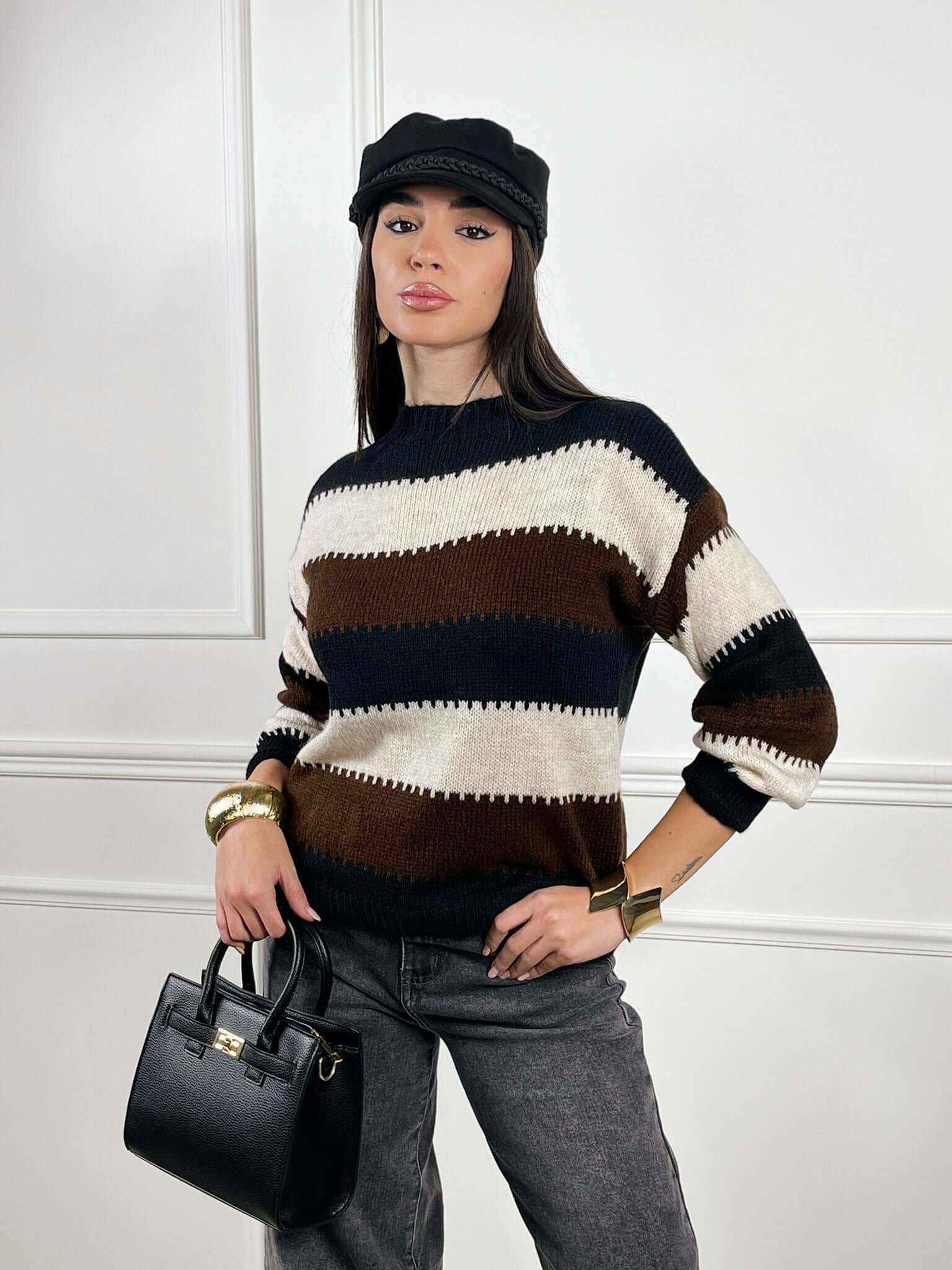 Maglia scollo barchetta a fasce - Candida.it