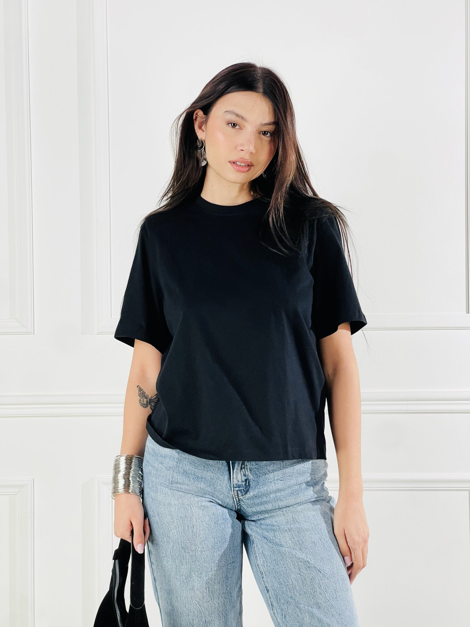 T-Shirt spalline|Colore:Nero