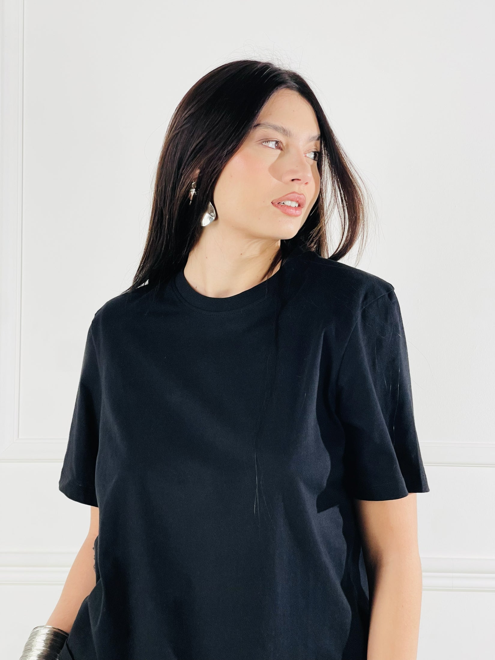 T-Shirt spalline|Colore:Nero