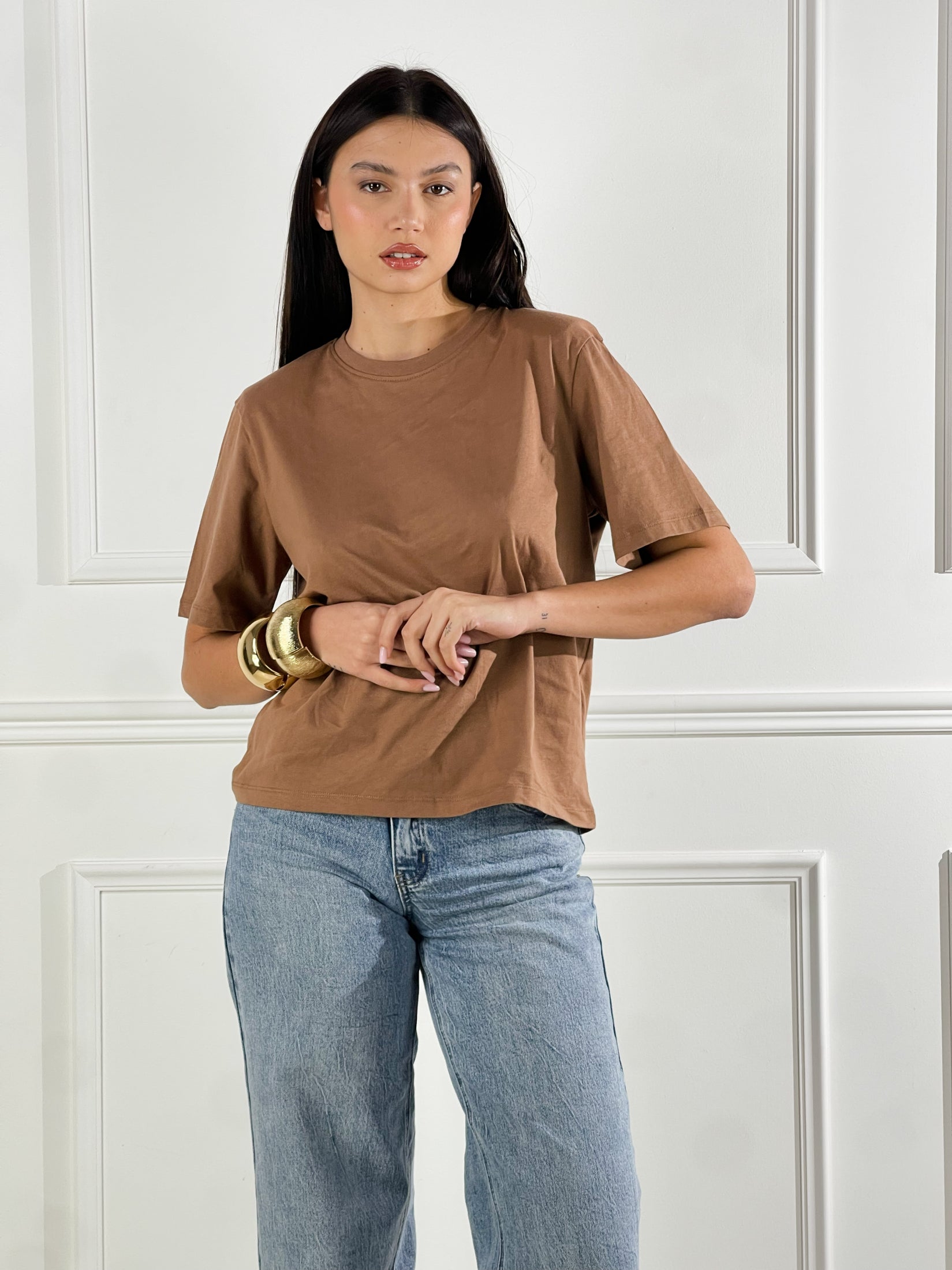 T-Shirt spalline|Colore:Nocciola