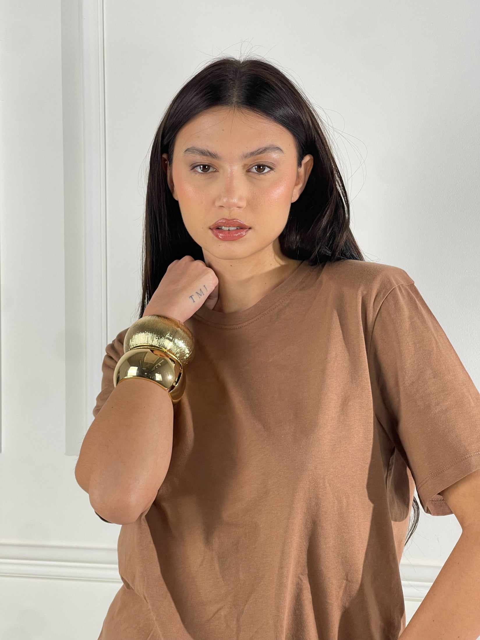 T-Shirt spalline|Colore:Nocciola