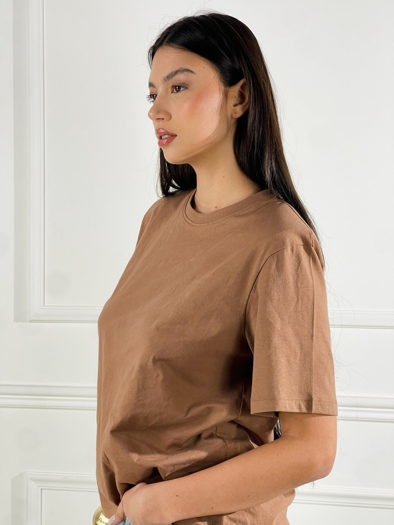 T-Shirt spalline|Colore:Nocciola