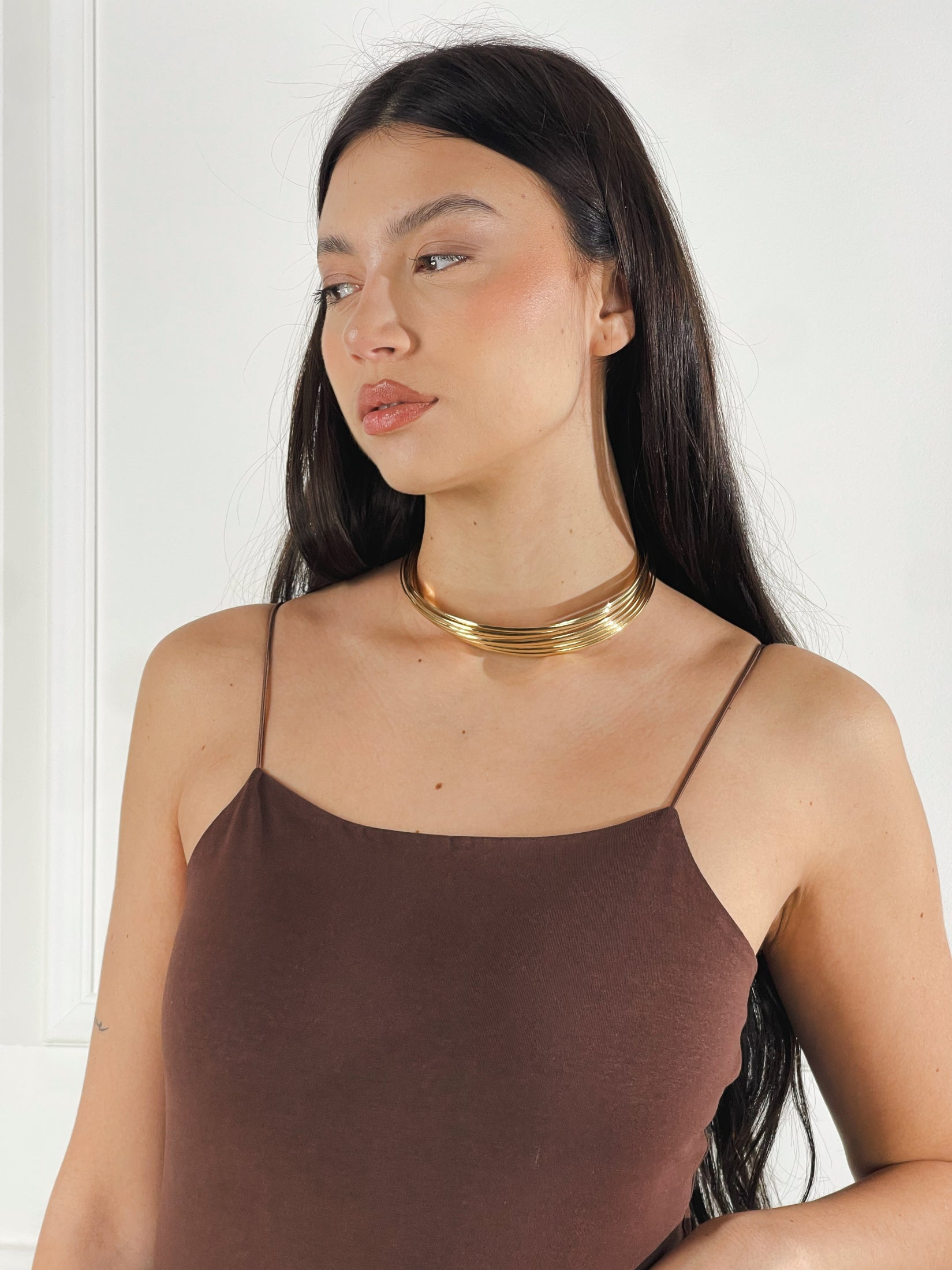 Top Crop Bretelle sottili|Colore:Cioccolato