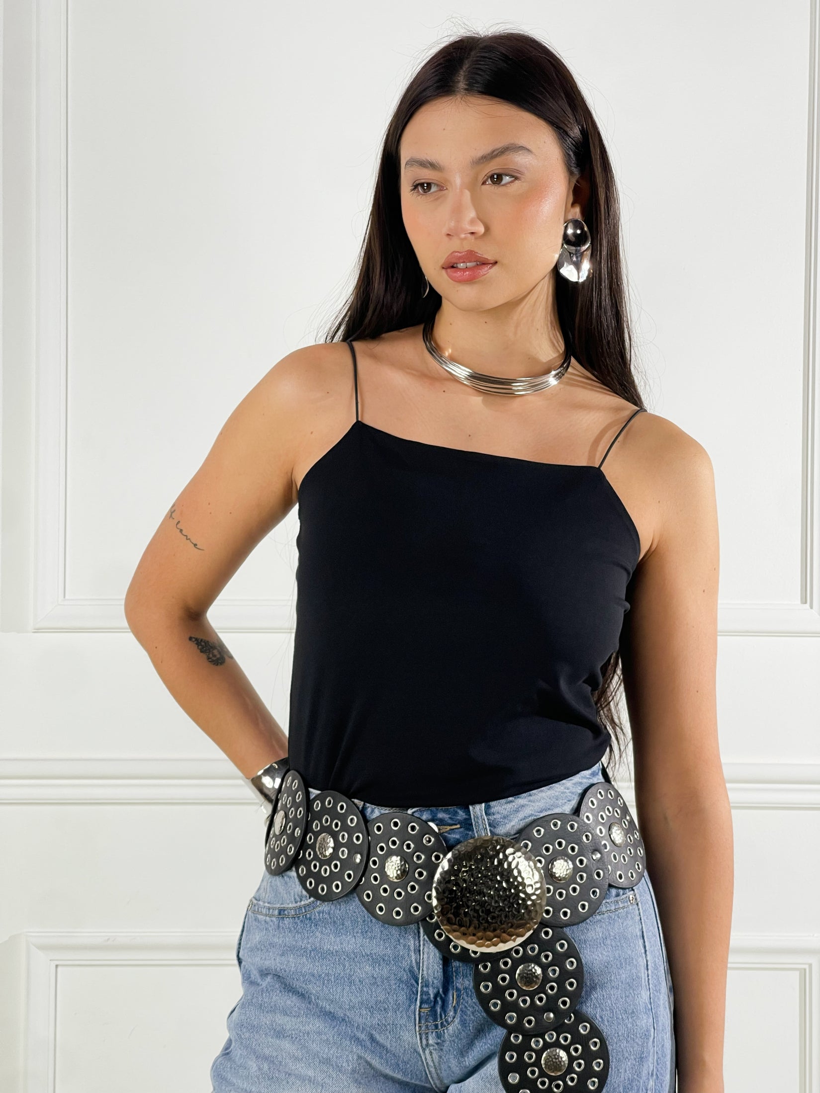 Top Crop Bretelle sottili|Colore:Nero