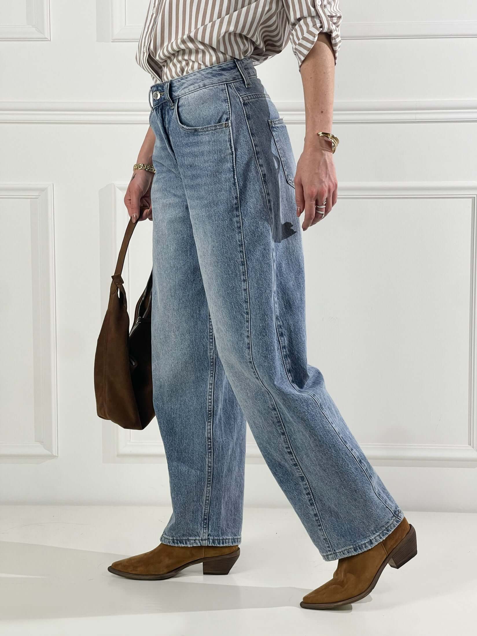 Jeans con cuciture laterali|Colore:Jeans