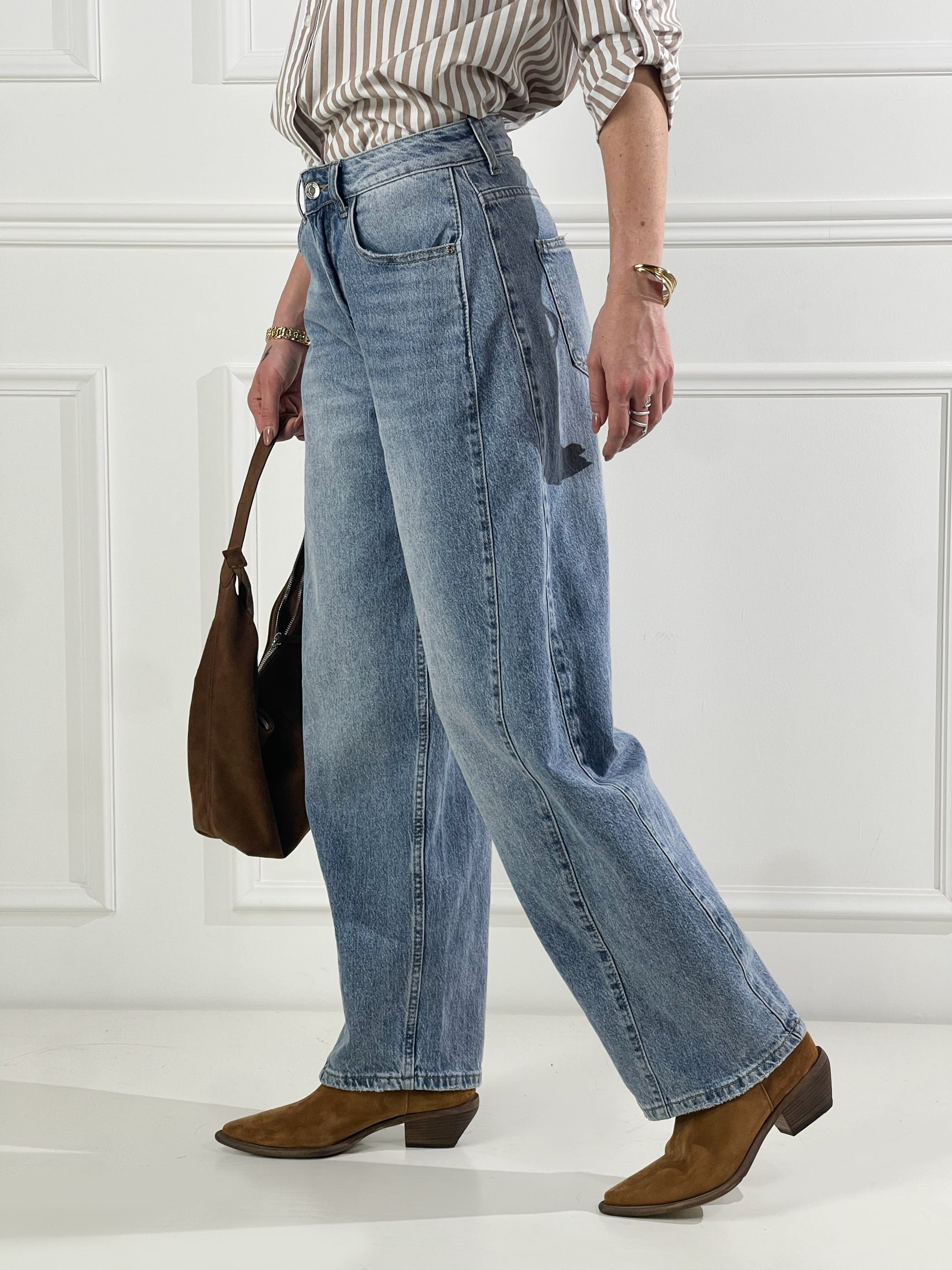 Jeans con cuciture laterali|Colore:Jeans