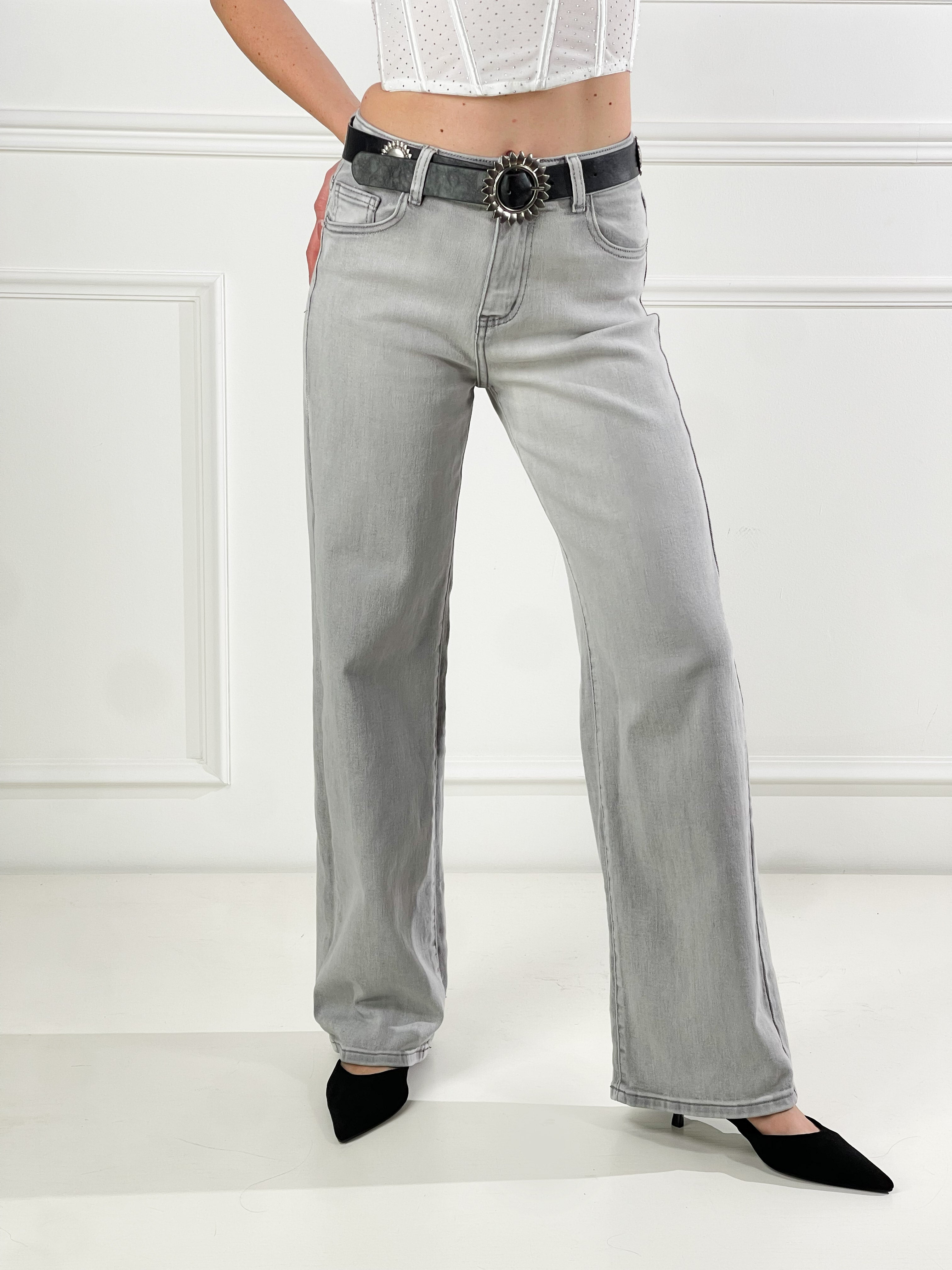 Jeans Wide Leg grigio|Colore:Grigio chiaro