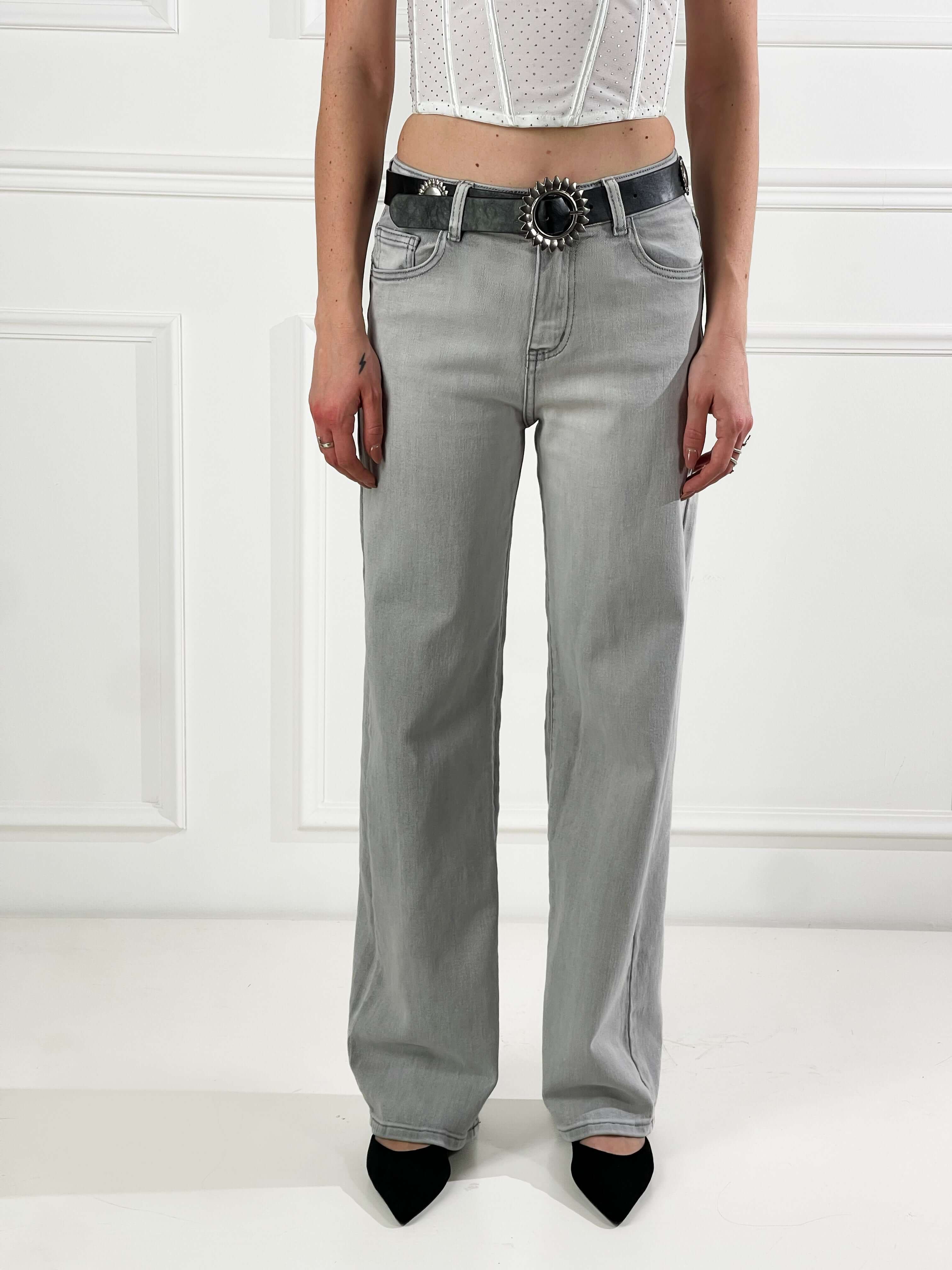 Jeans Wide Leg grigio|Colore:Grigio chiaro