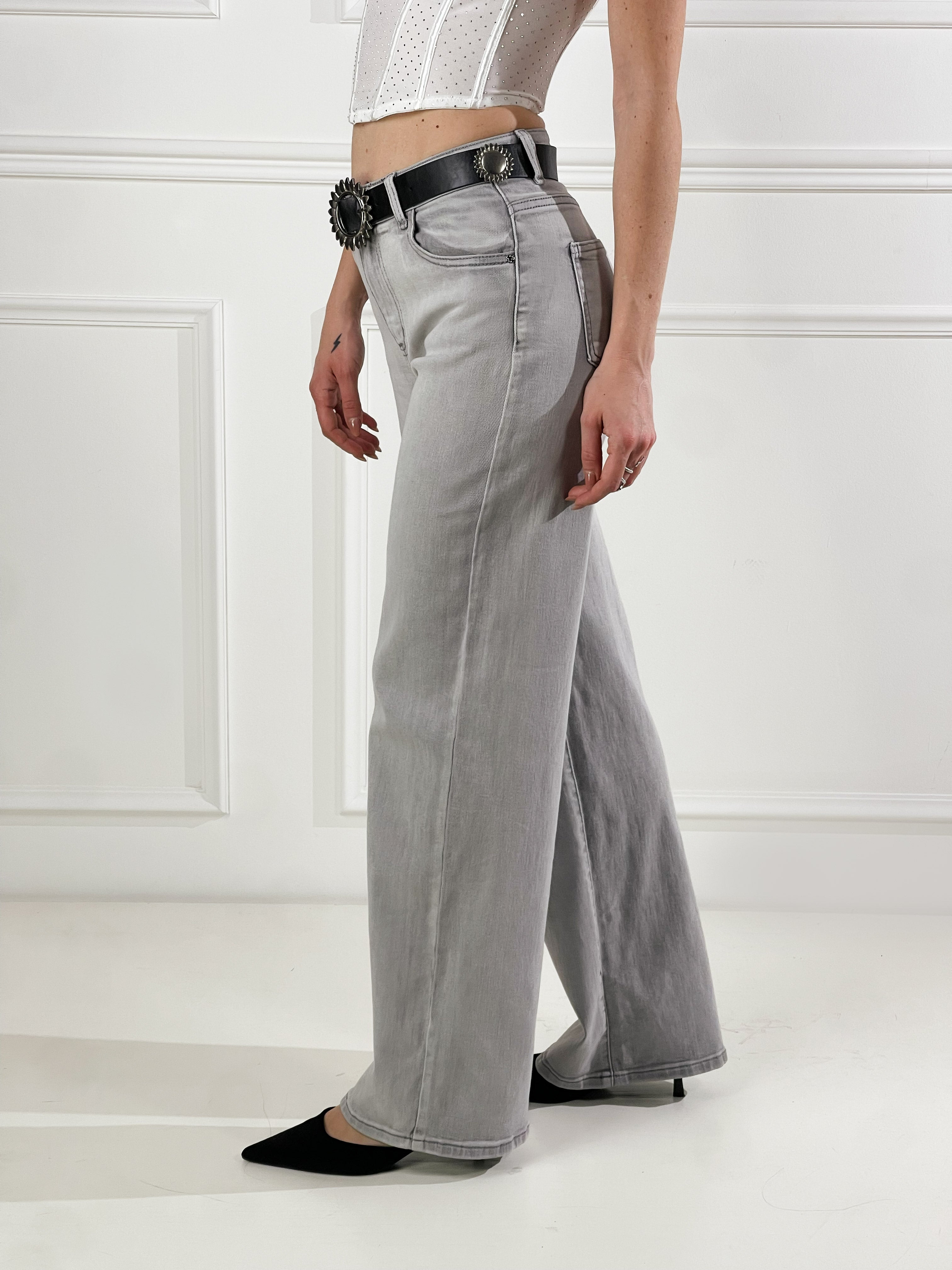 Jeans Wide Leg grigio|Colore:Grigio chiaro