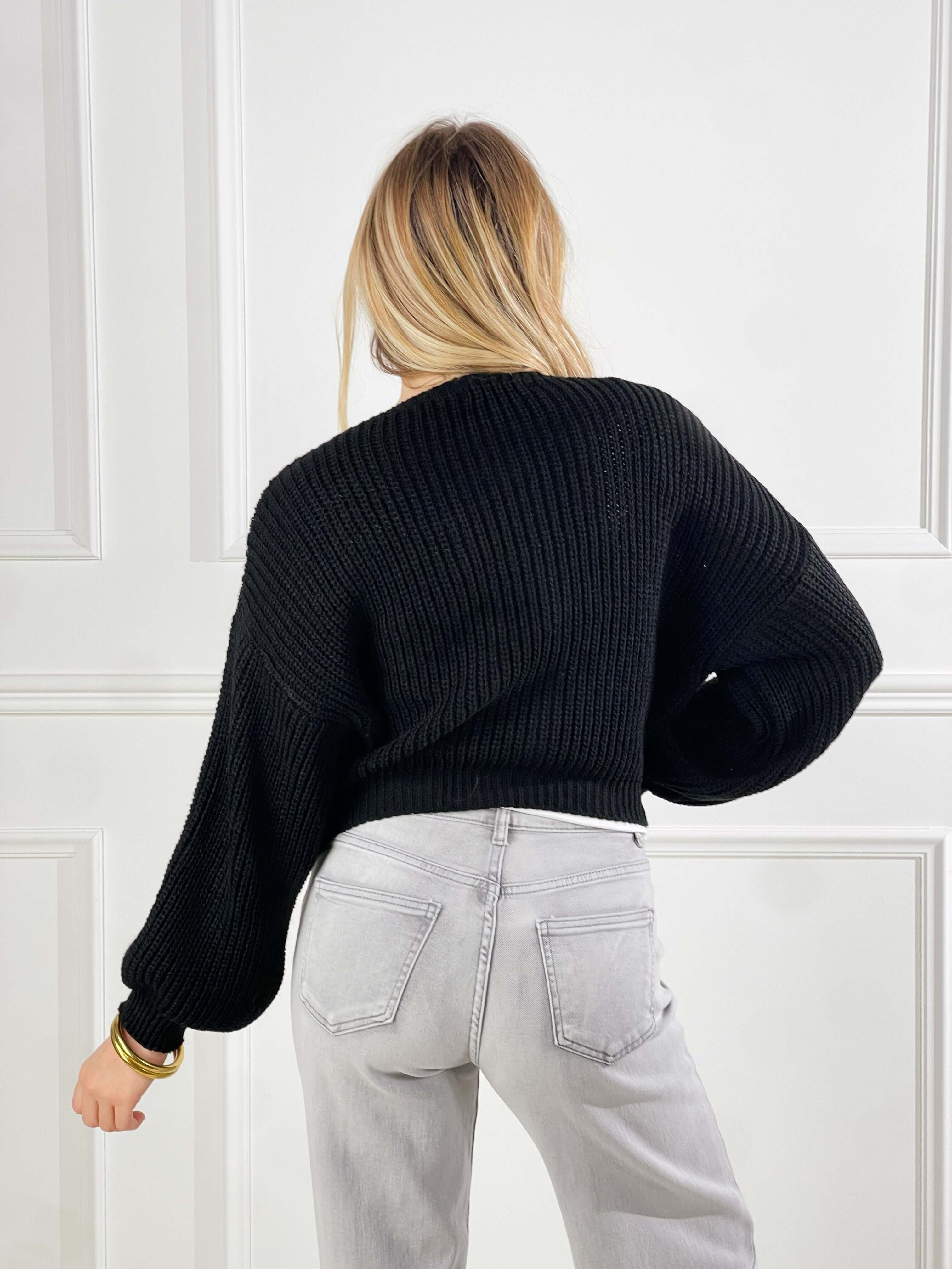 Cardigan scollo a V|Colore:Nero