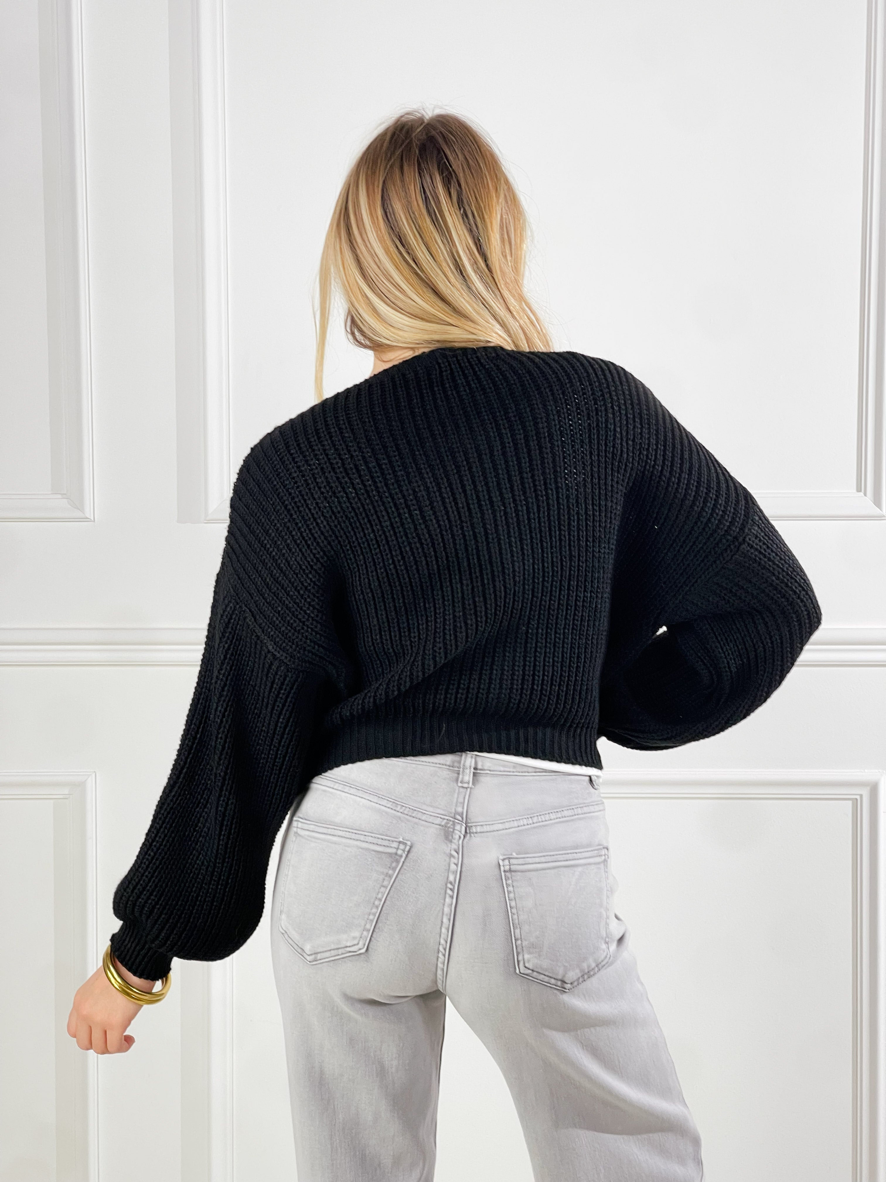 Cardigan scollo a V|Colore:Nero