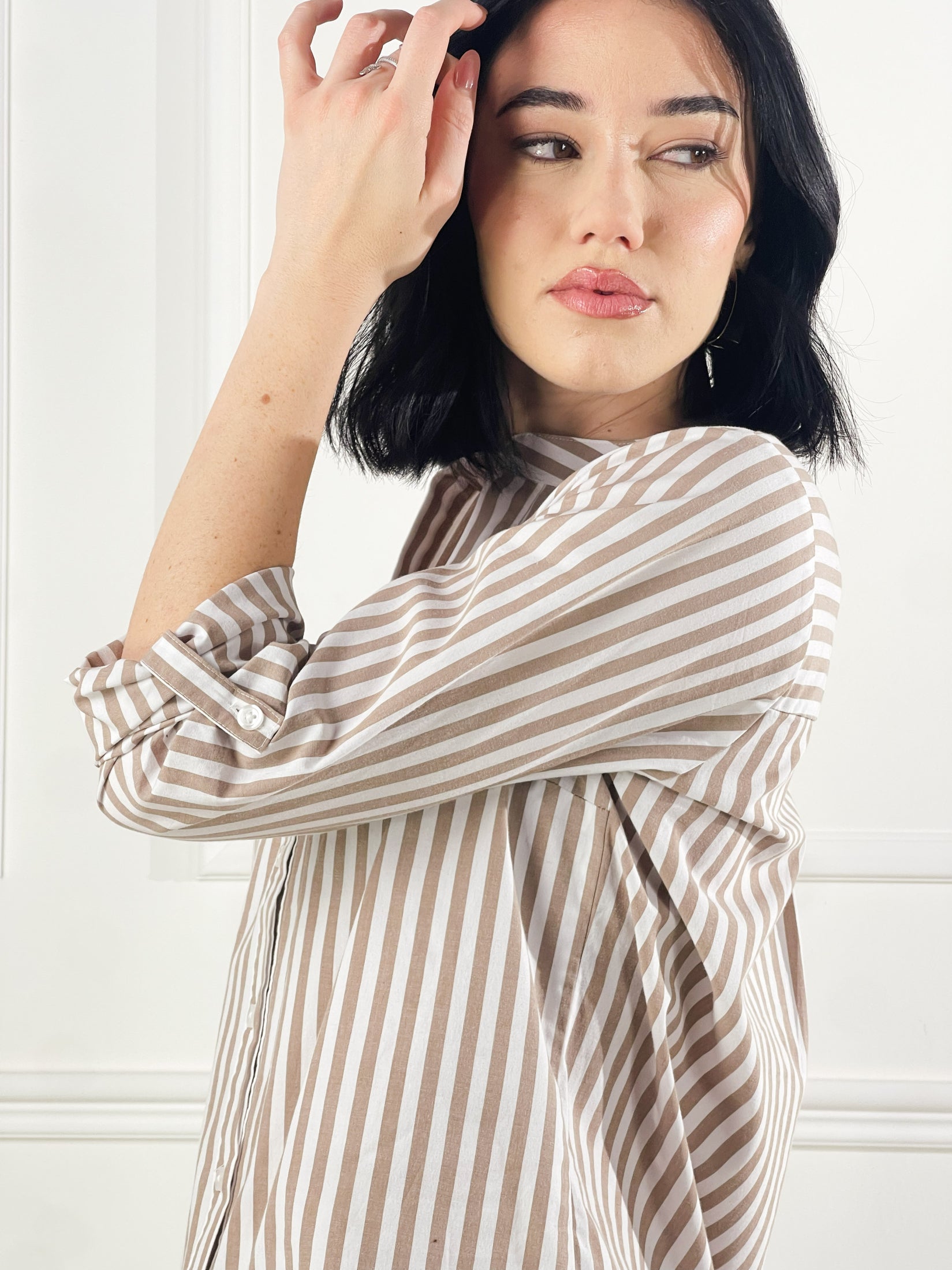 Camicia scollo a V|Colore:Cammello