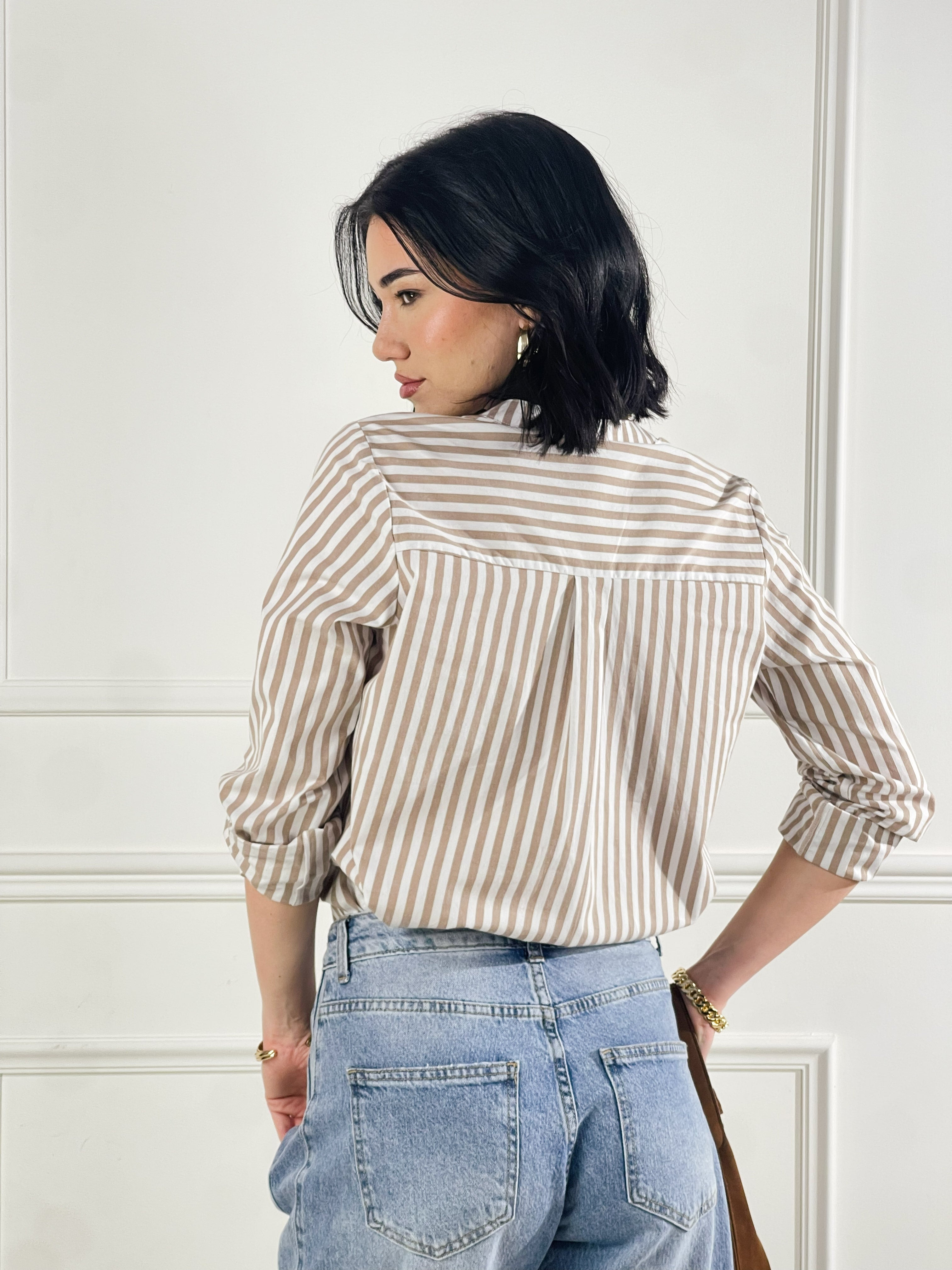 Camicia scollo a V|Colore:Cammello