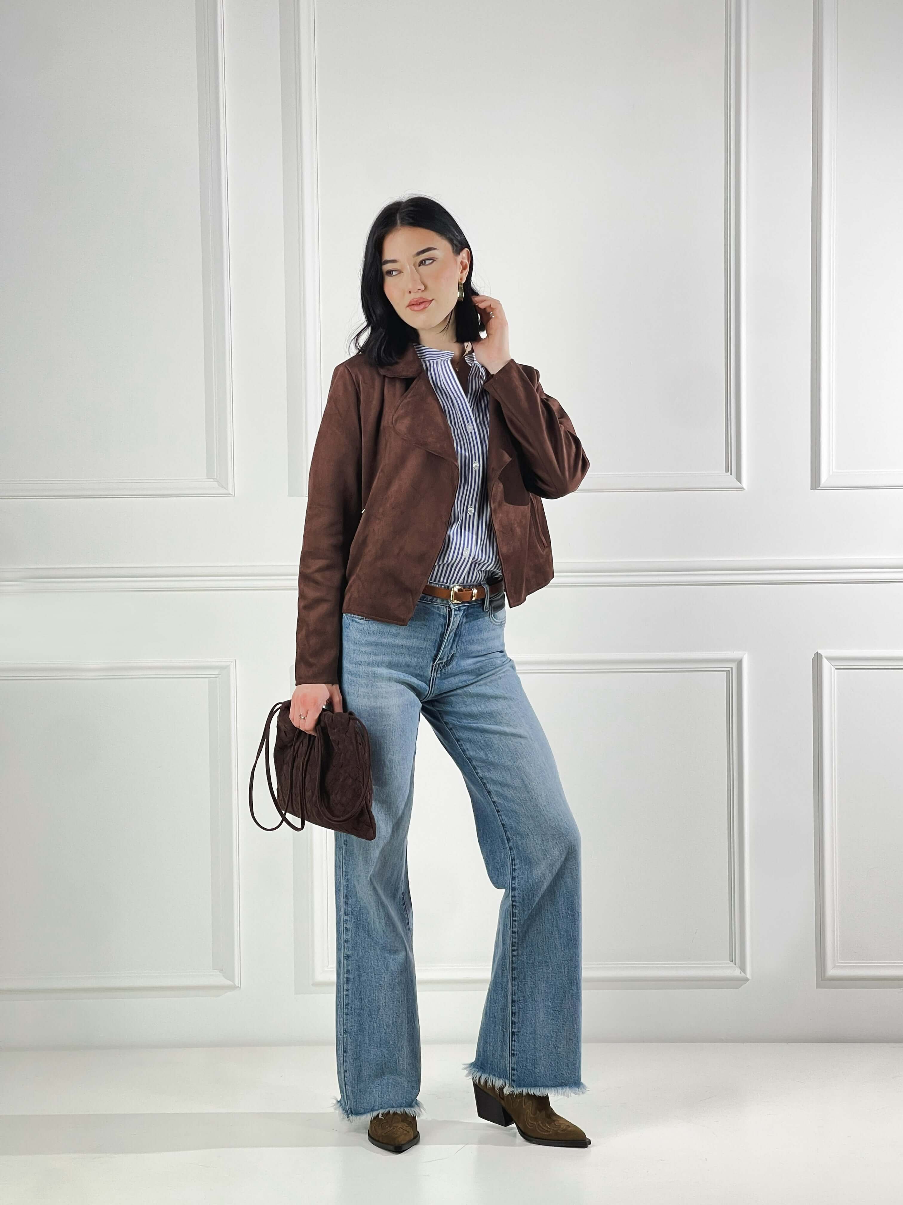 Giacca collo reverse|Colore:Marrone