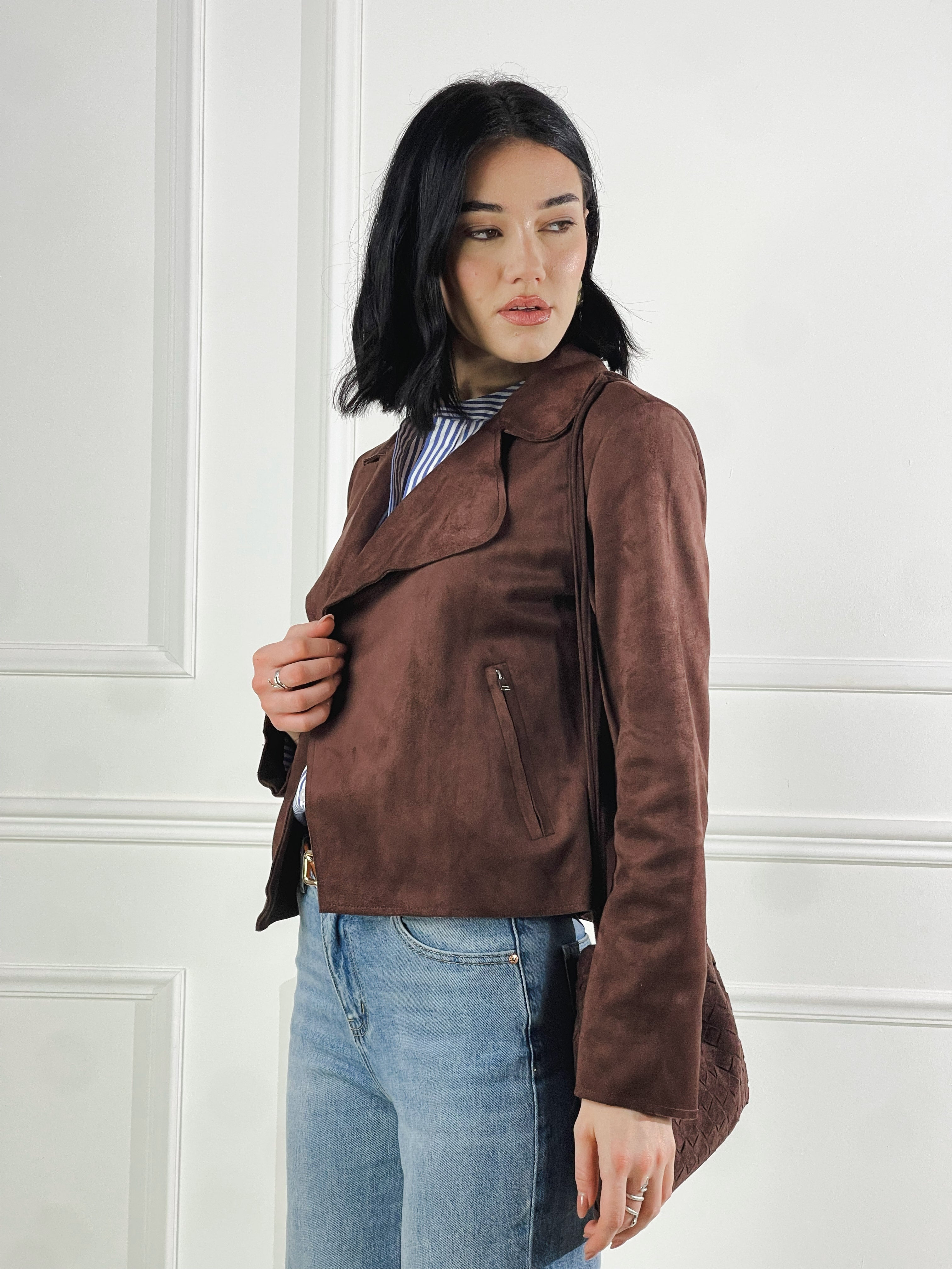 Giacca collo reverse|Colore:Marrone