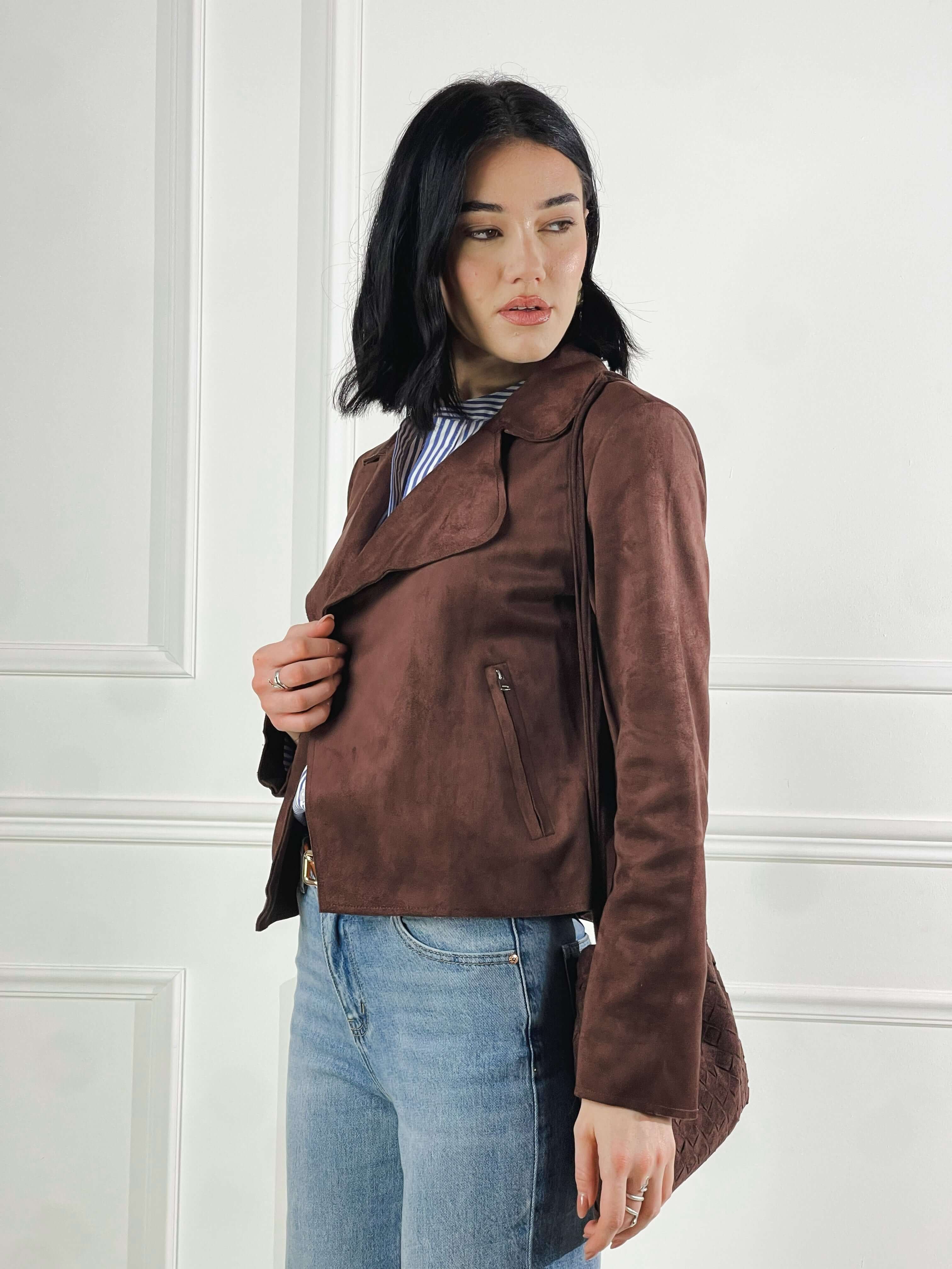 Giacca collo reverse|Colore:Marrone