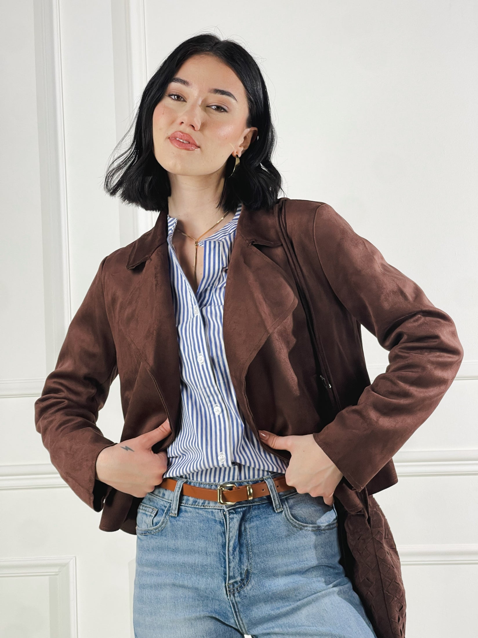 Giacca collo reverse|Colore:Marrone