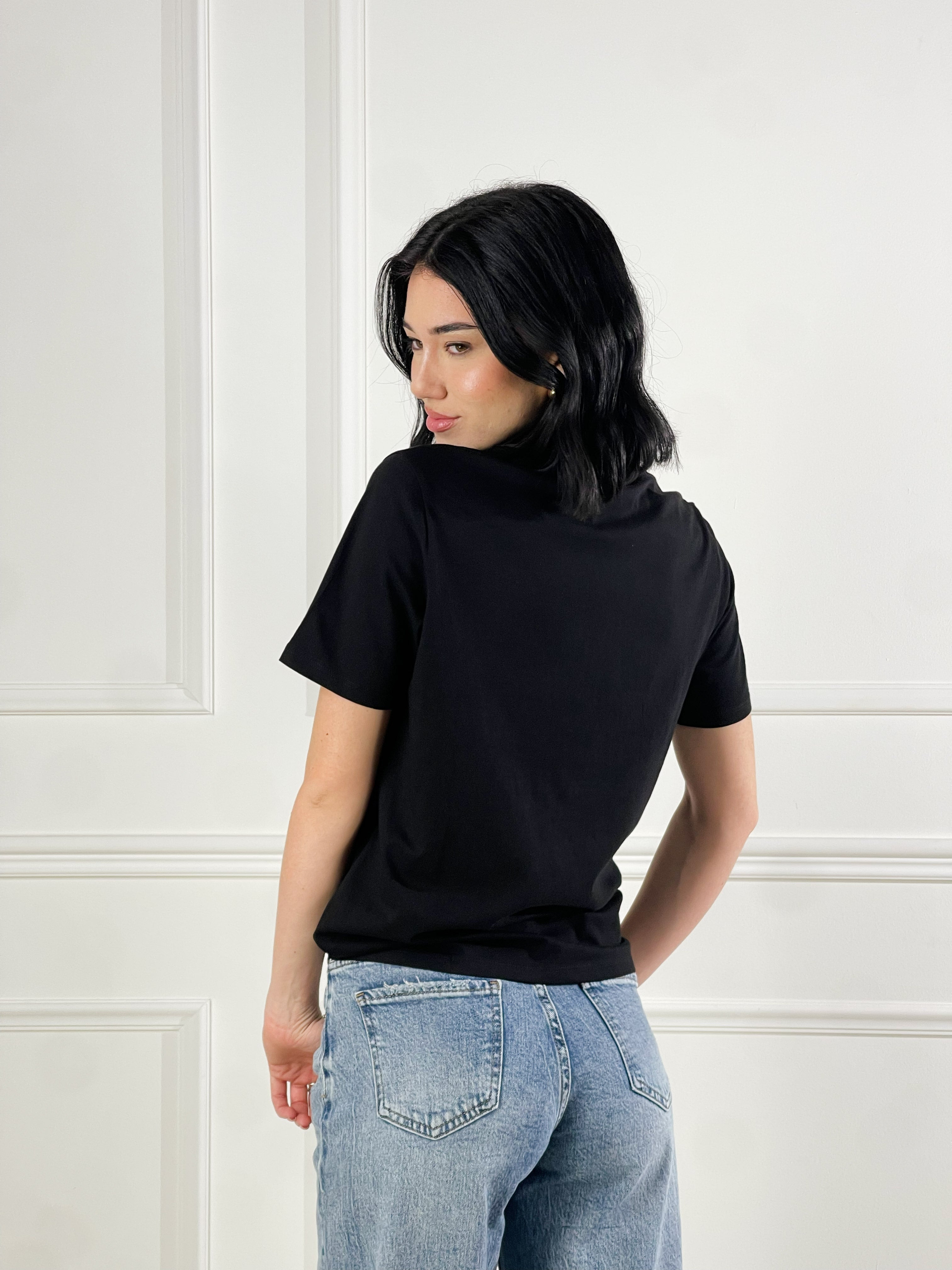 T-Shirt micro cuoricini|Colore:Nero