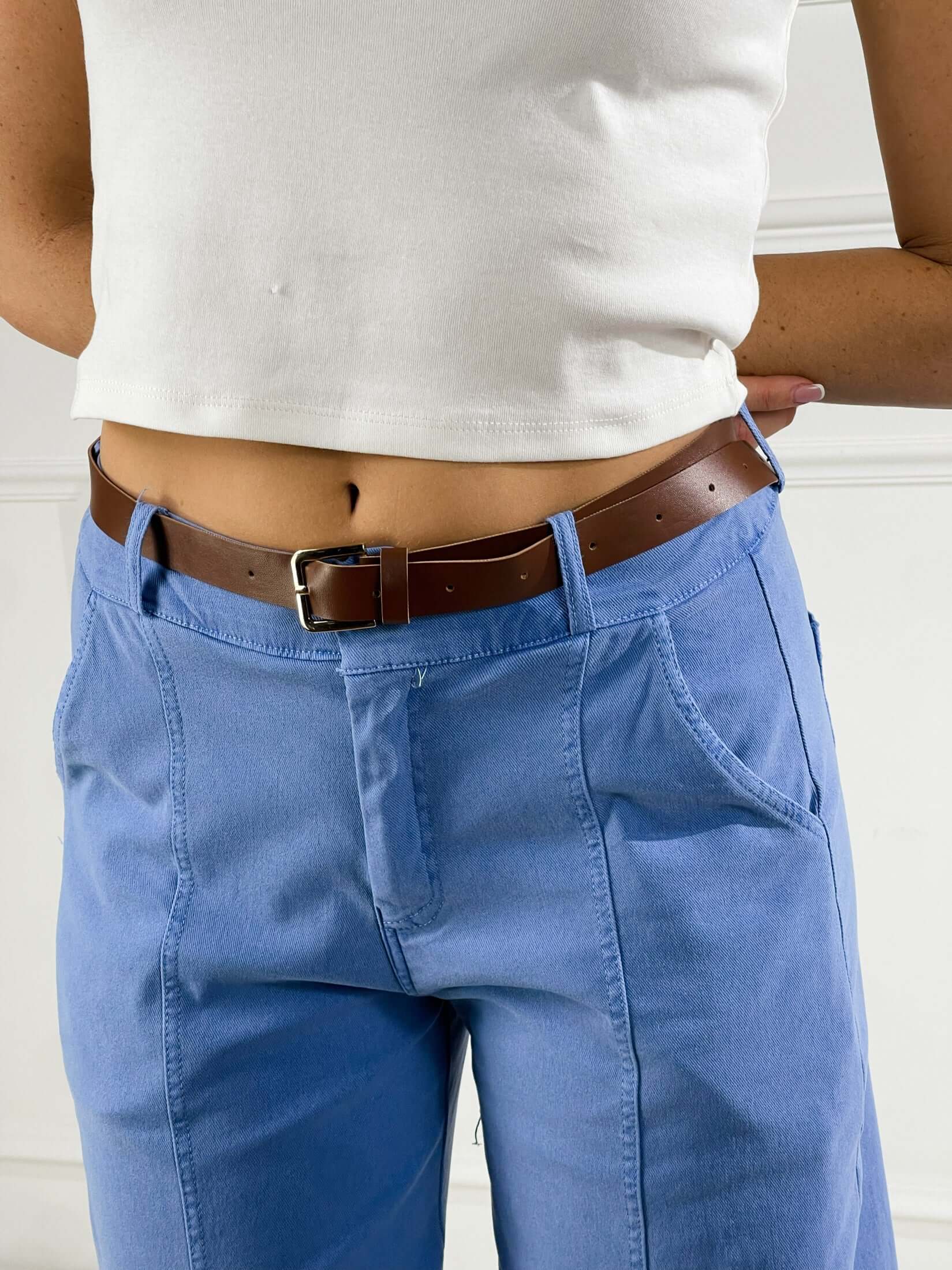 Pantalone Barrel colorato con cinta|Colore:Avion