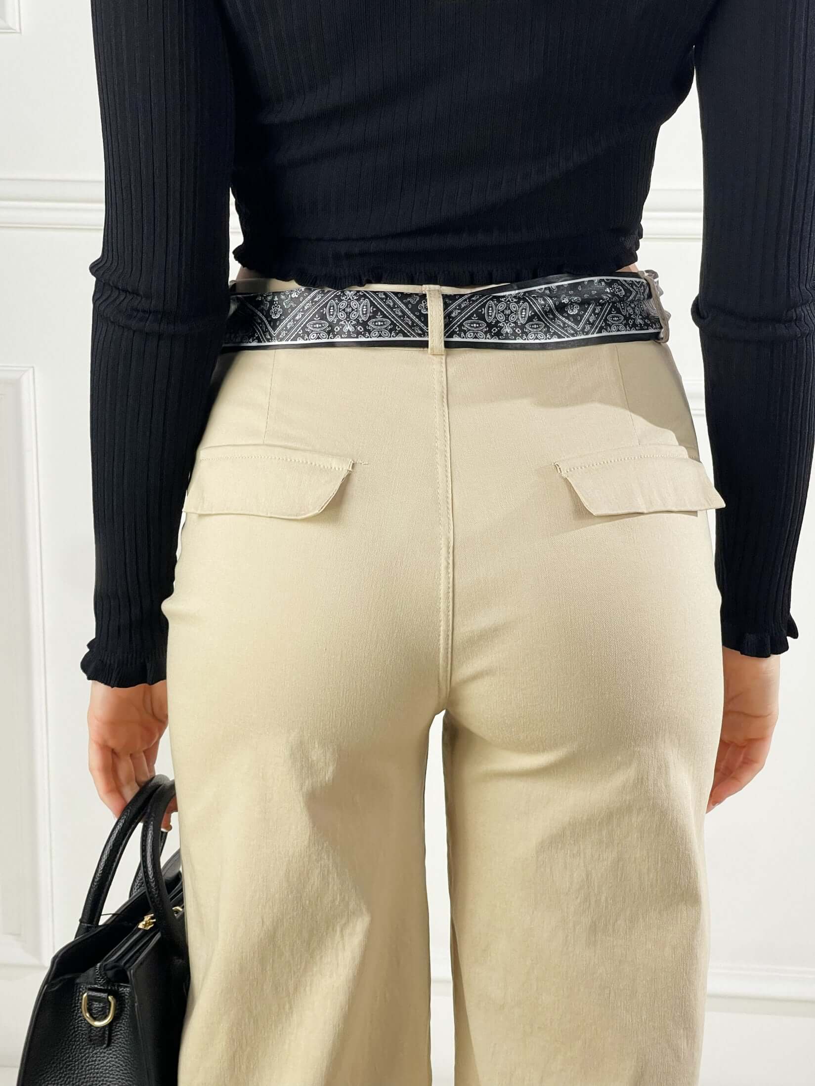 Pantaloni con foulard in vita|Colore:Beige