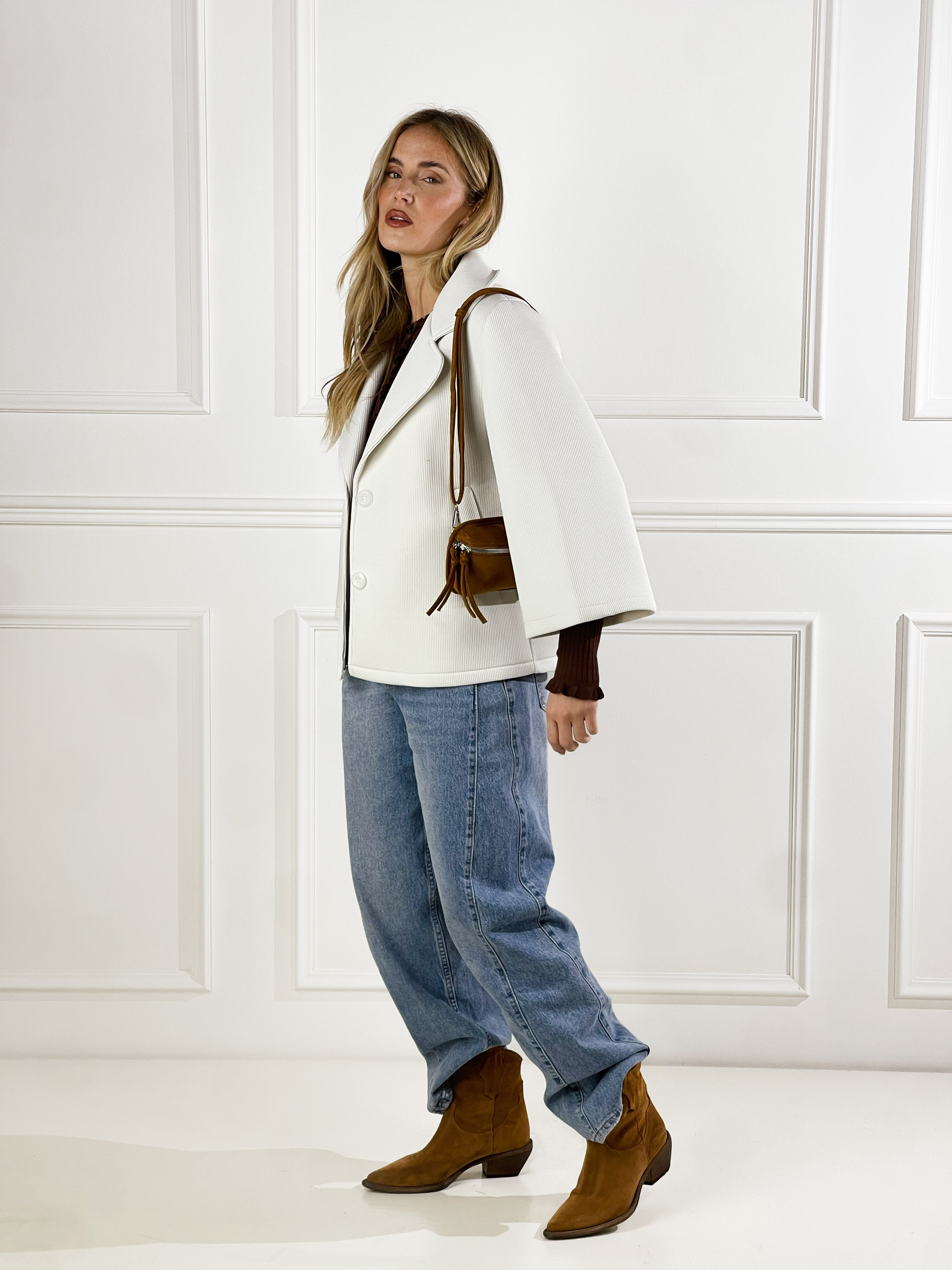 Cappotto con collo giacca|Colore:Panna