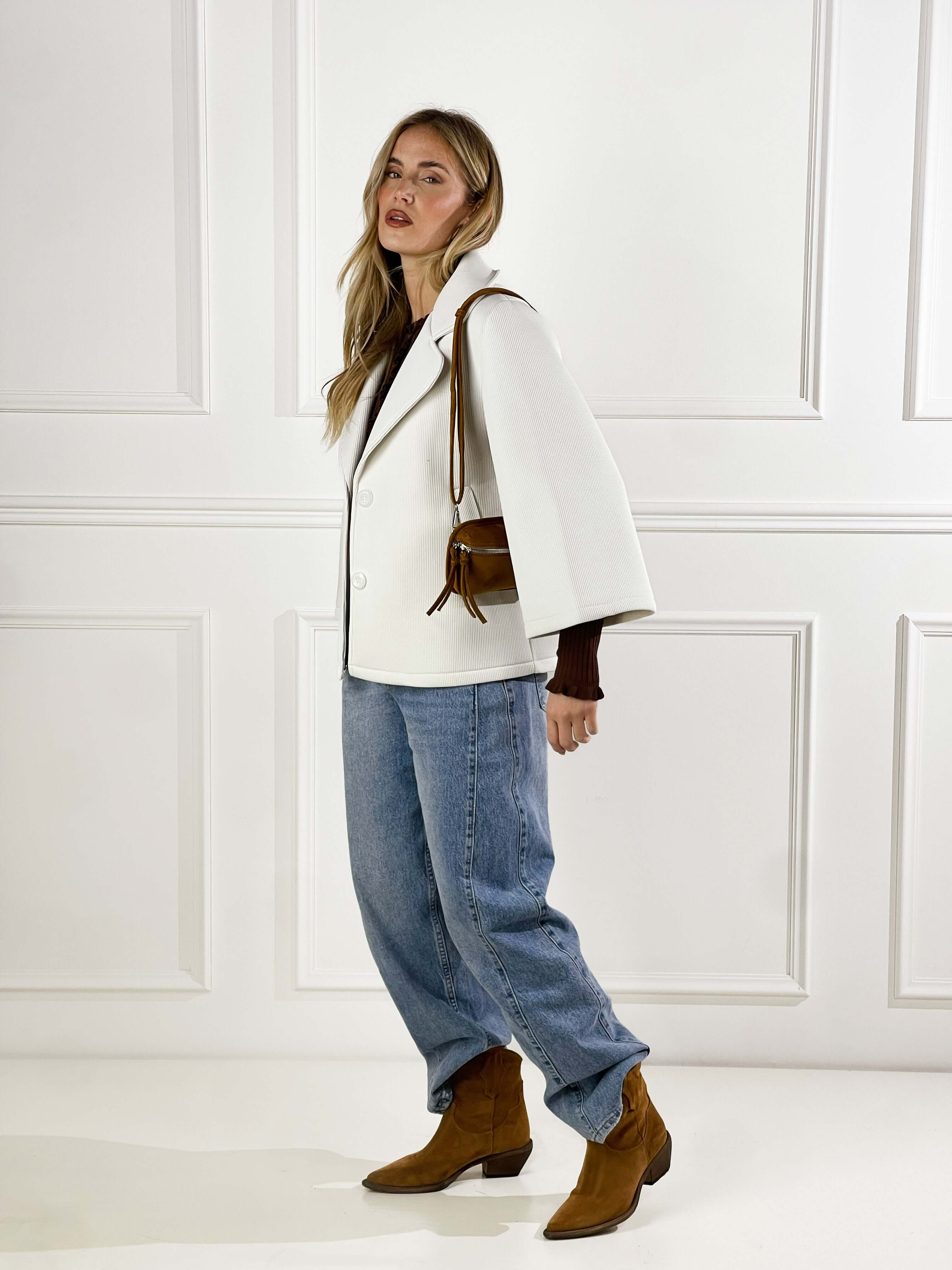 Cappotto con collo giacca|Colore:Panna