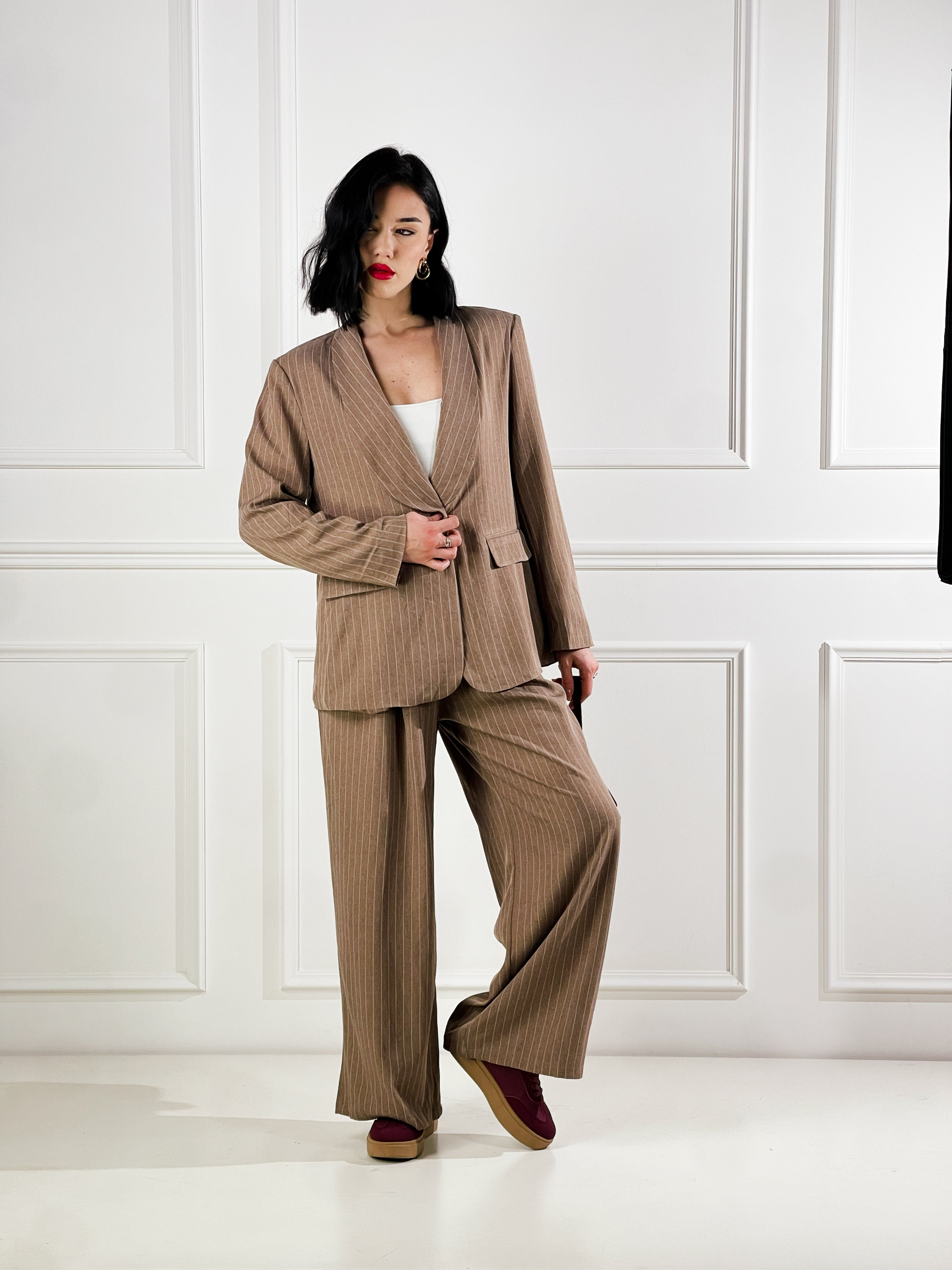 Blazer gessato|Colore:Kaki
