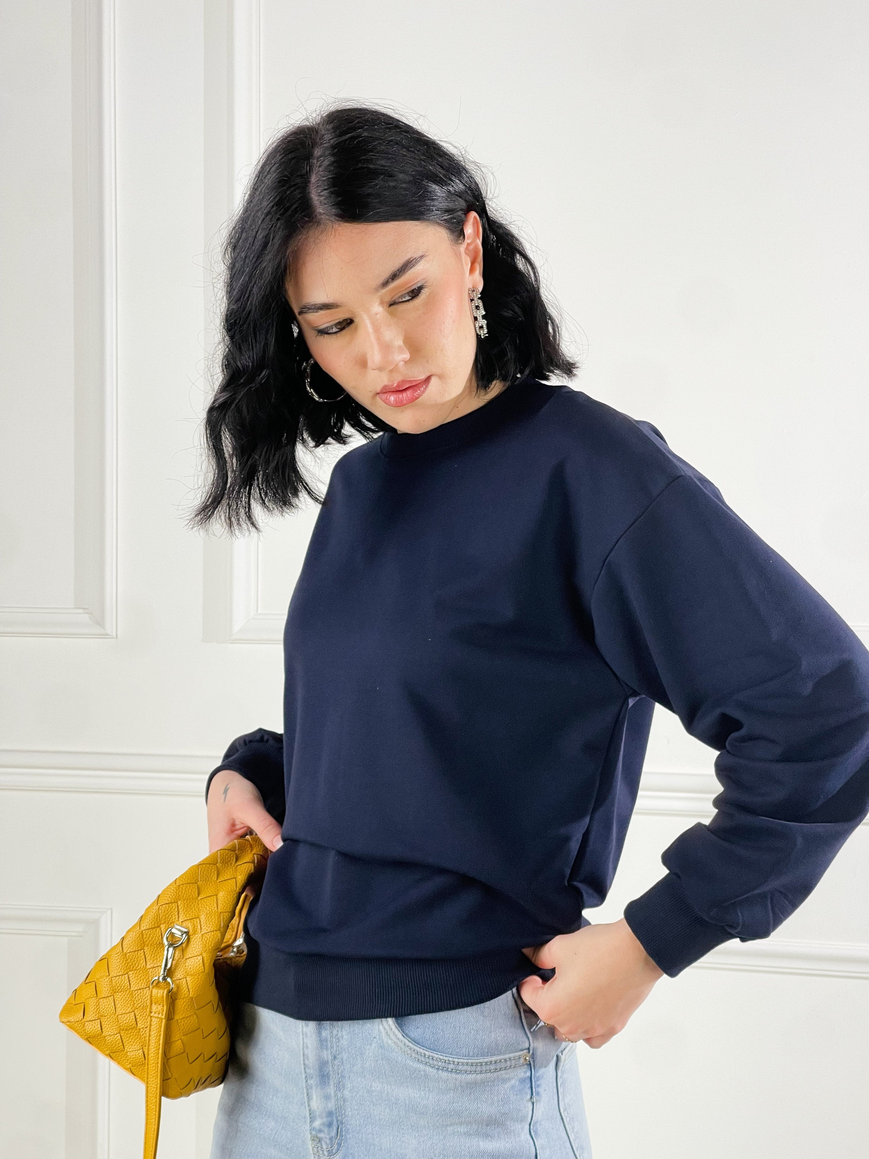 Felpa Basic girocollo|Colore:Blu