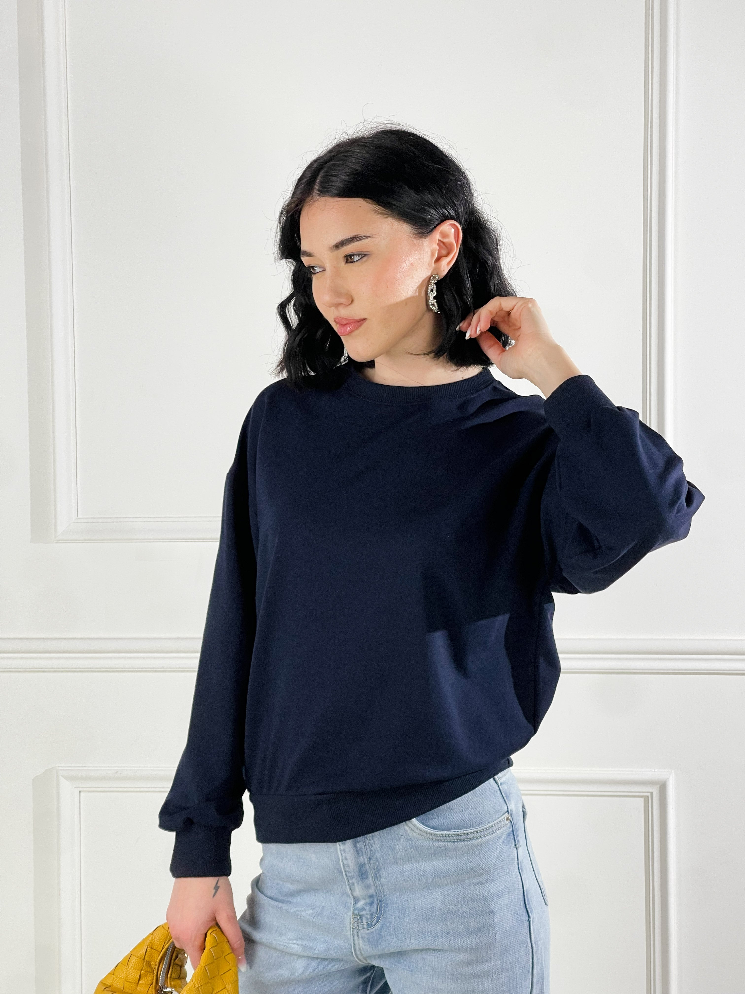 Felpa Basic girocollo|Colore:Blu