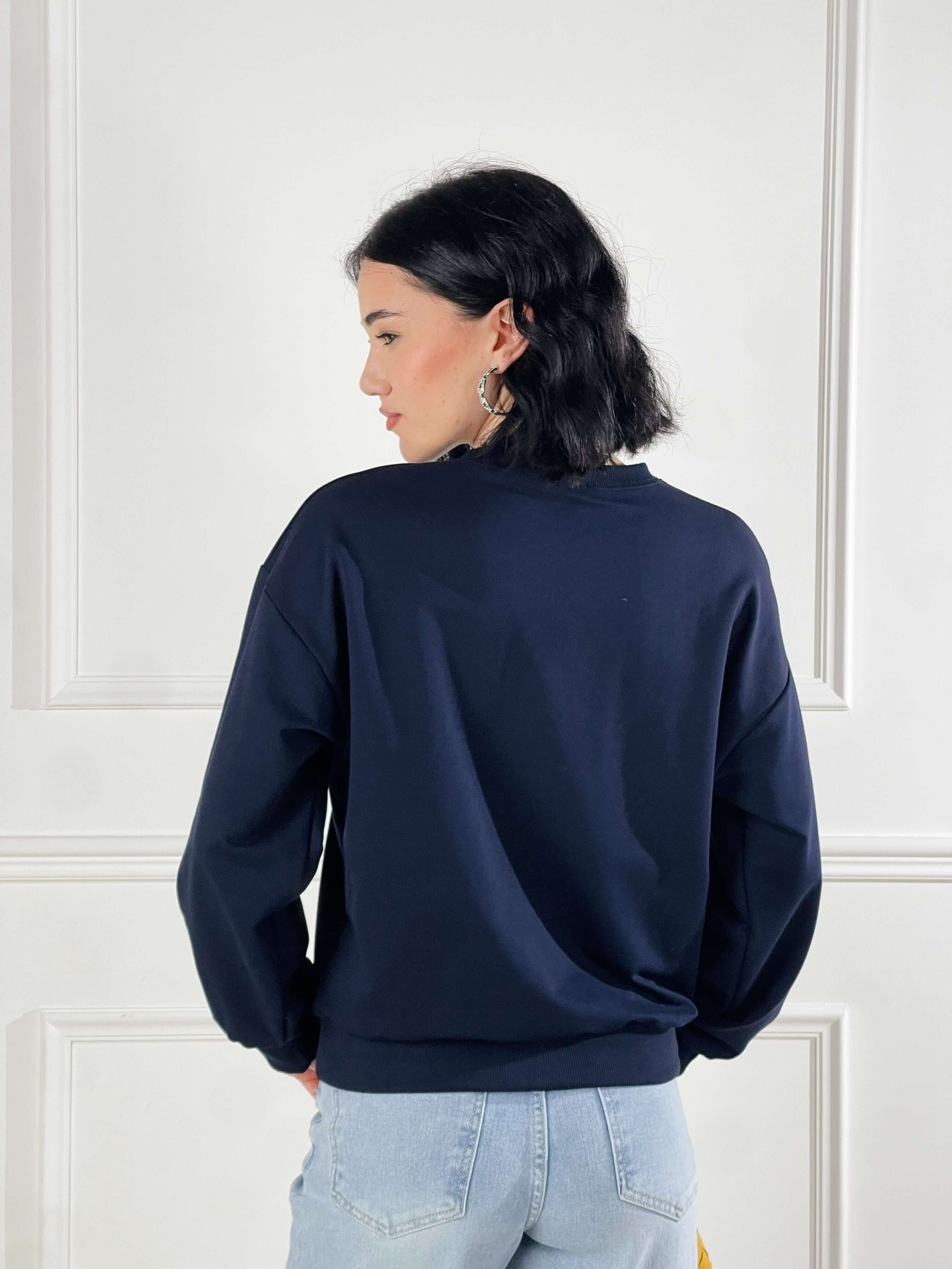 Felpa Basic girocollo|Colore:Blu