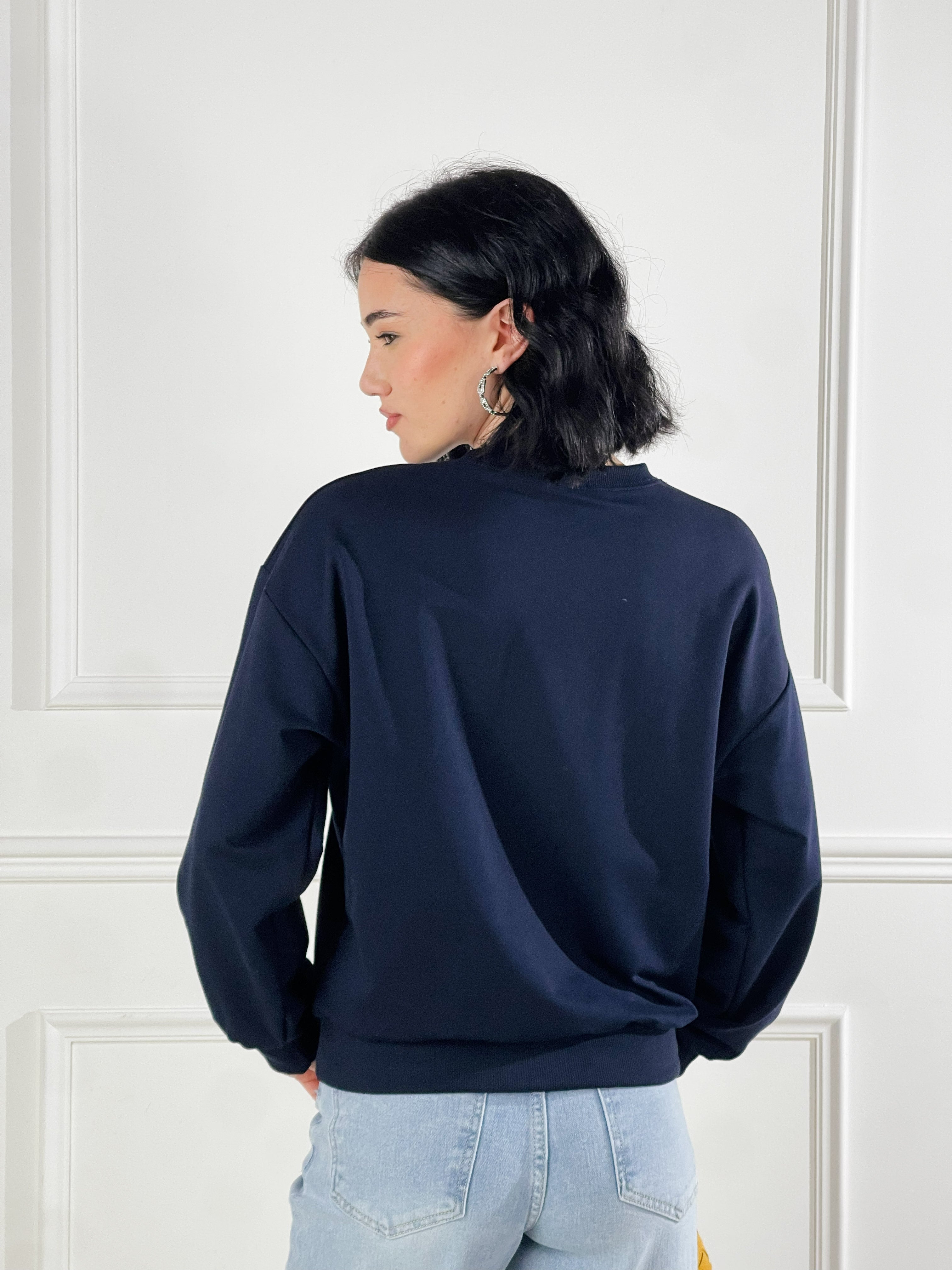 Felpa Basic girocollo|Colore:Blu