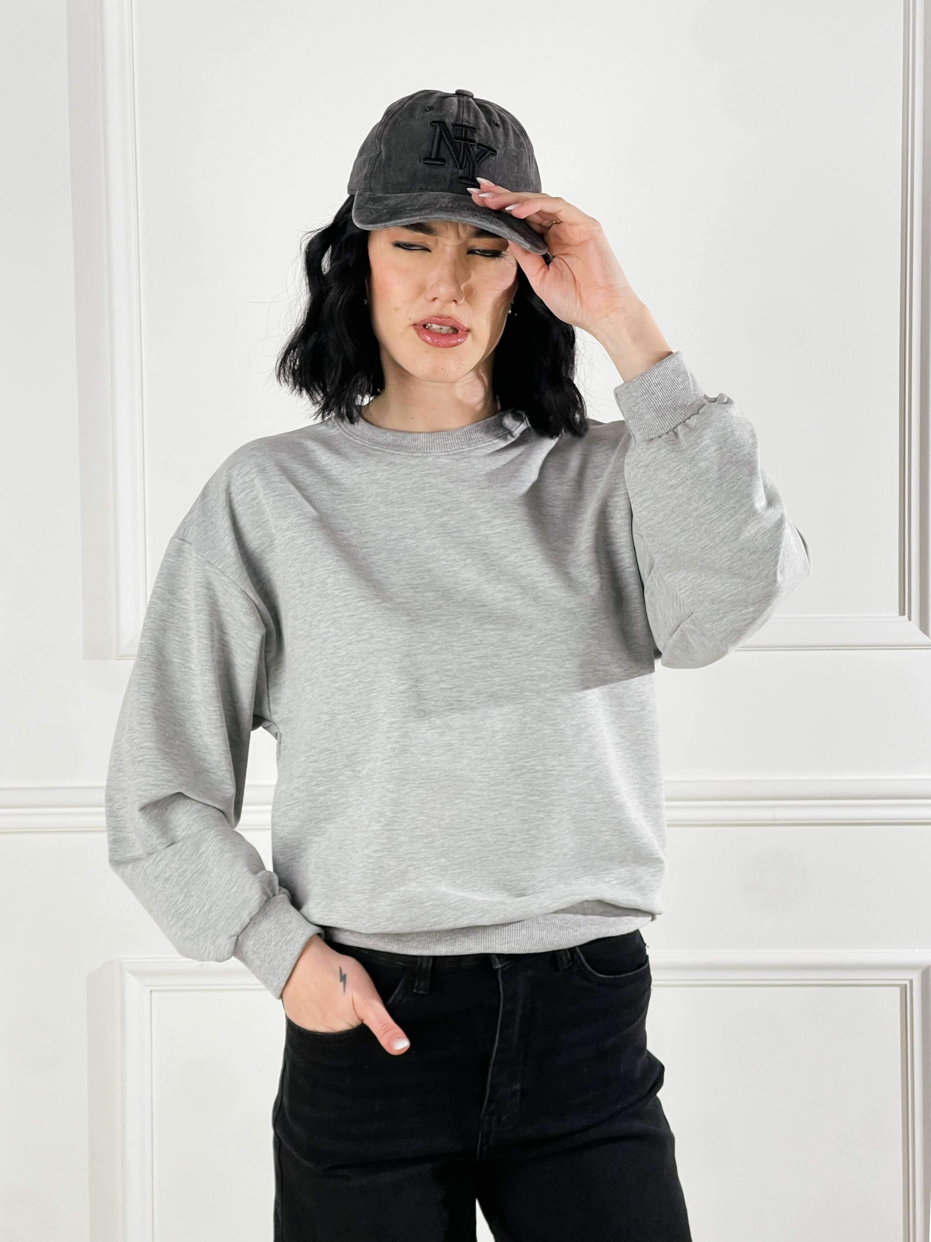 Felpa Basic girocollo|Colore:Grigio