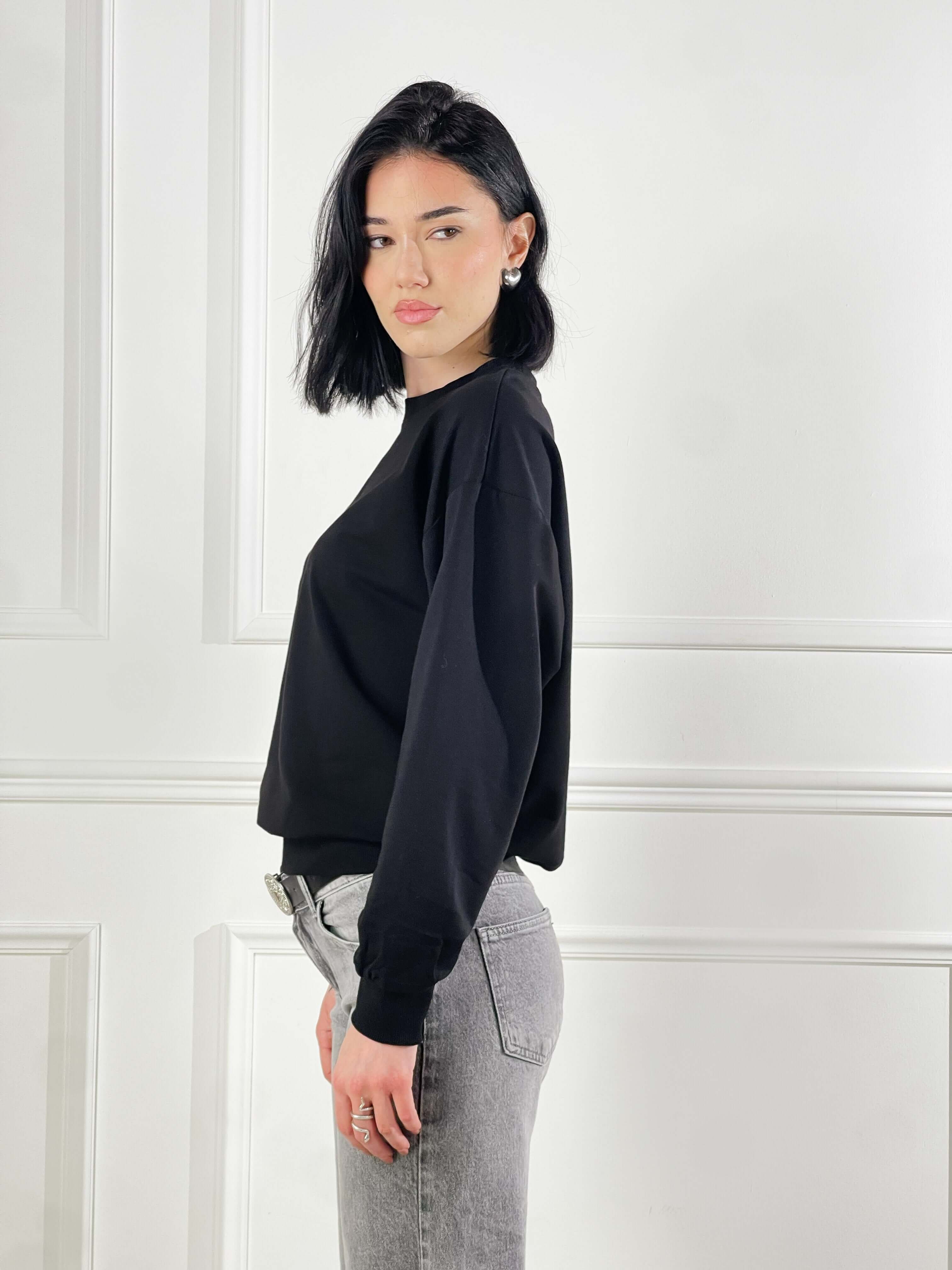 Felpa Basic girocollo|Colore:Nero