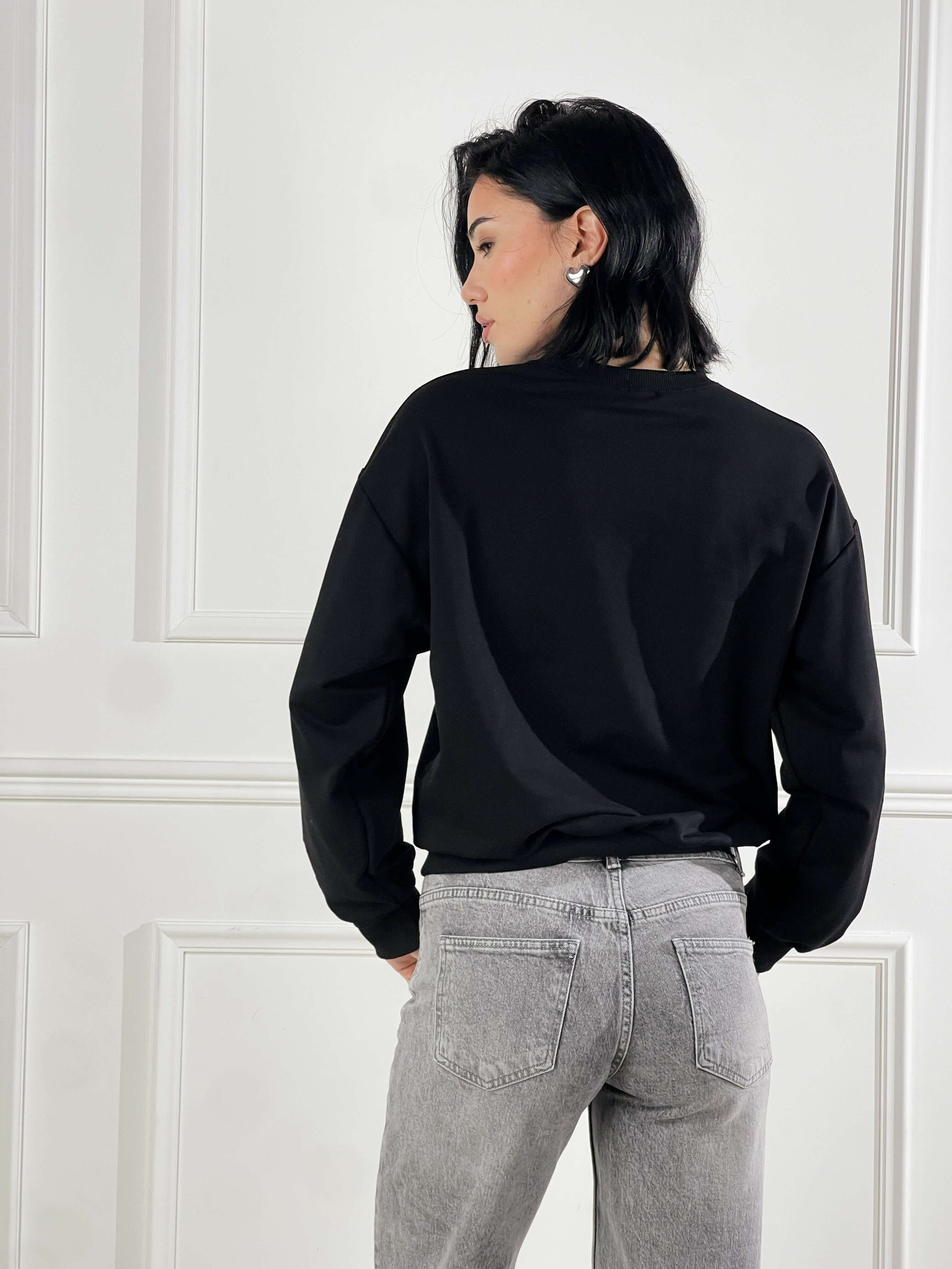 Felpa Basic girocollo|Colore:Nero
