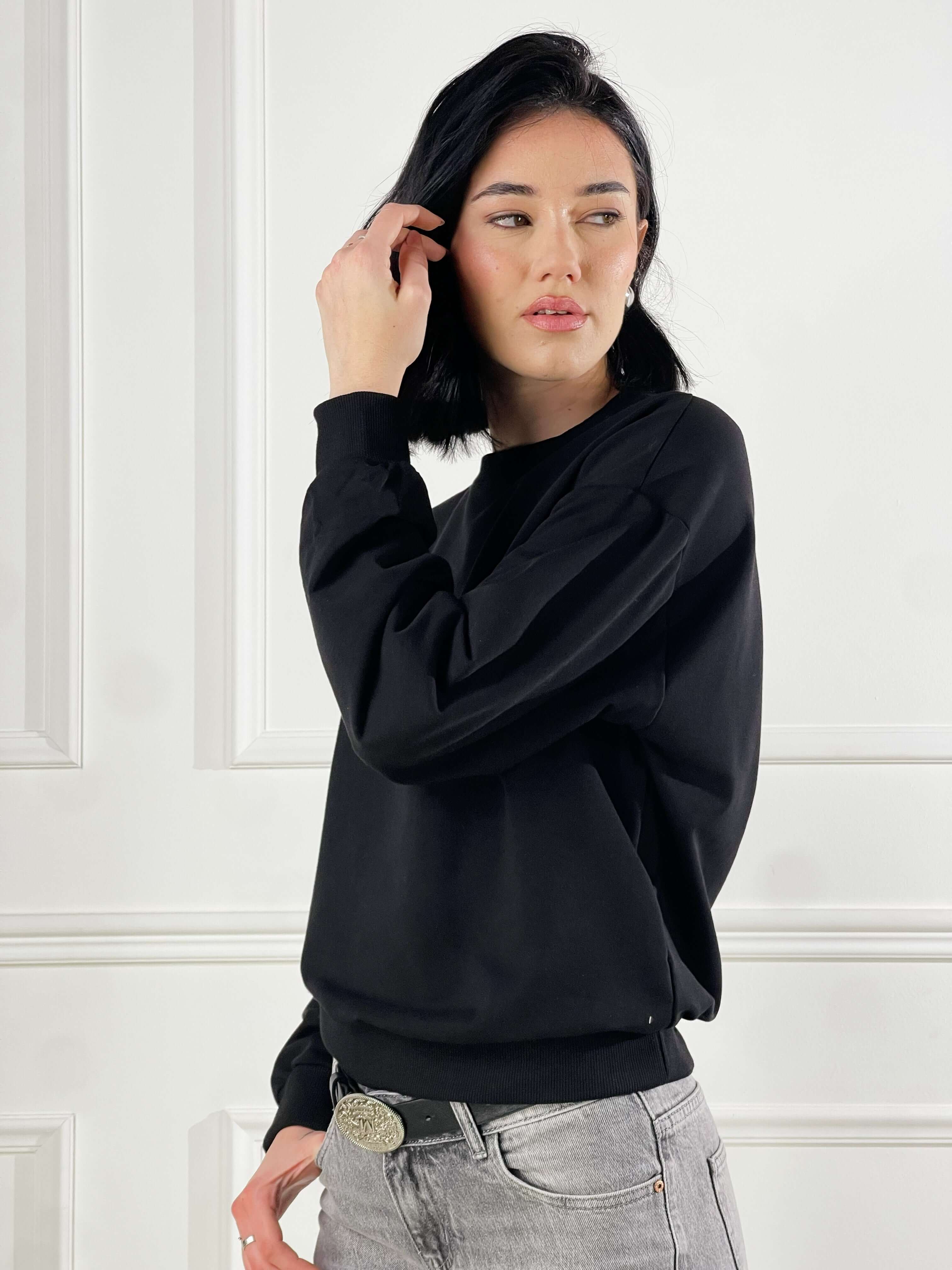 Felpa Basic girocollo|Colore:Nero