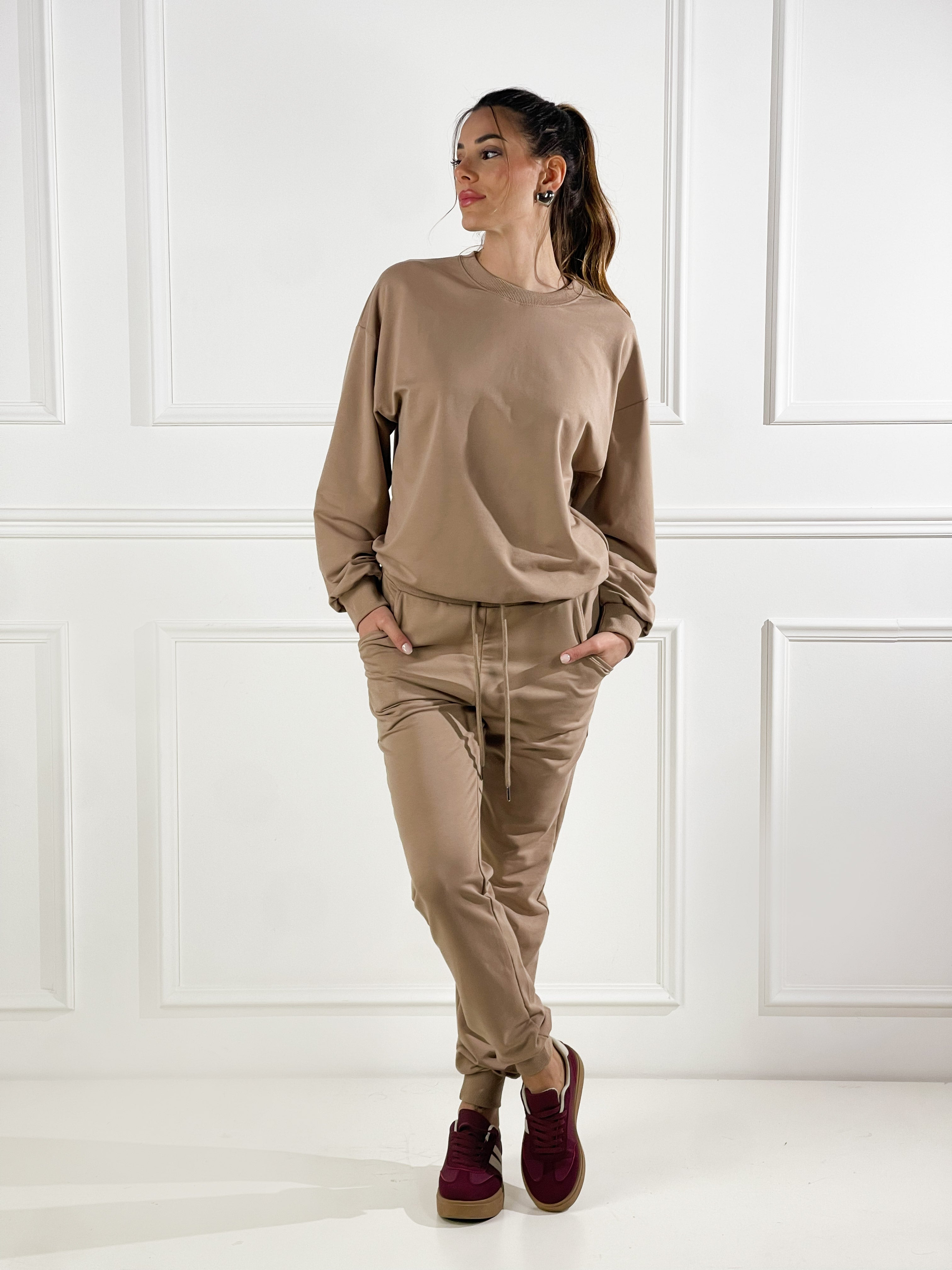 Felpa Basic girocollo|Colore:Terra