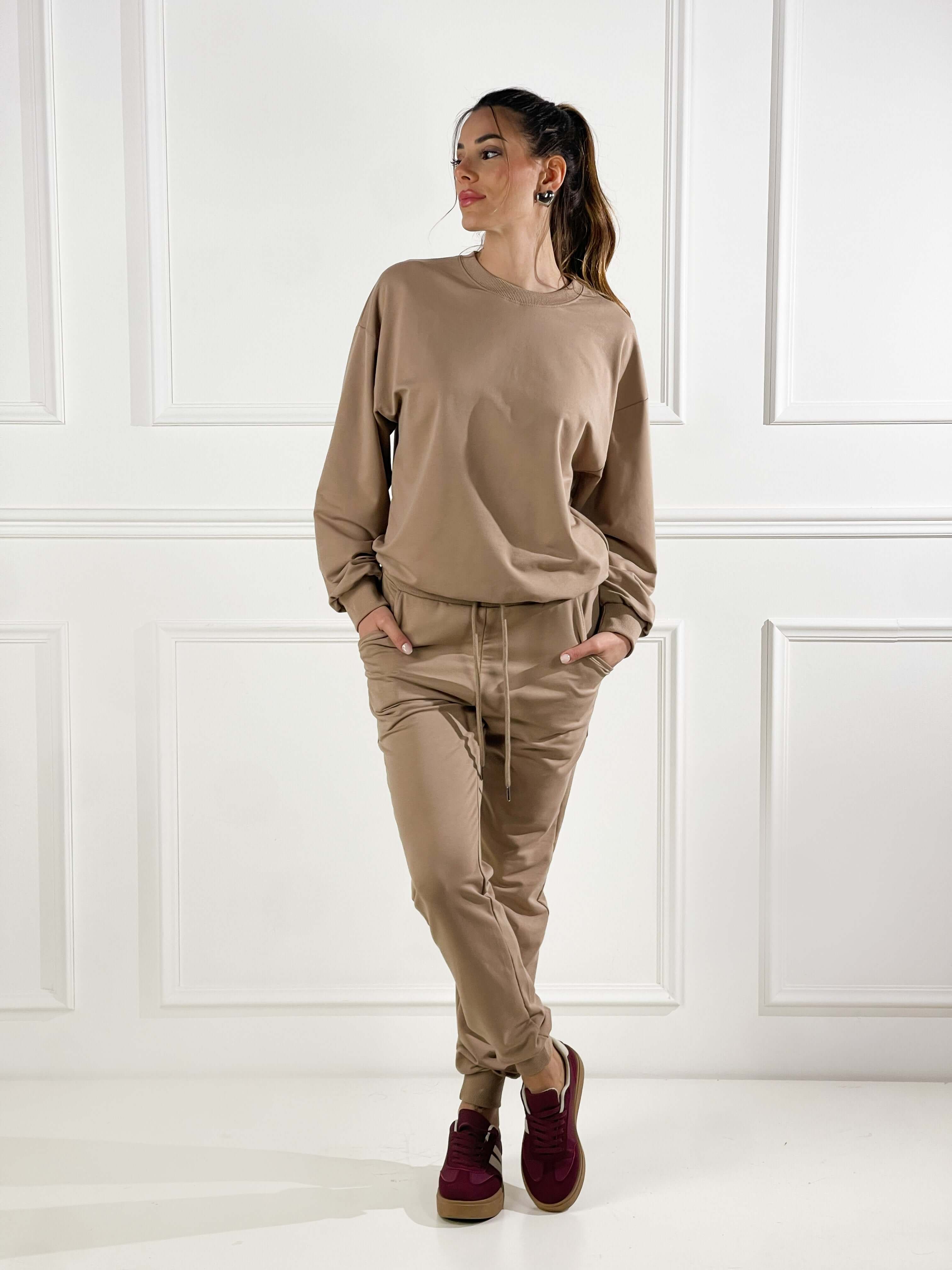Felpa Basic girocollo|Colore:Terra