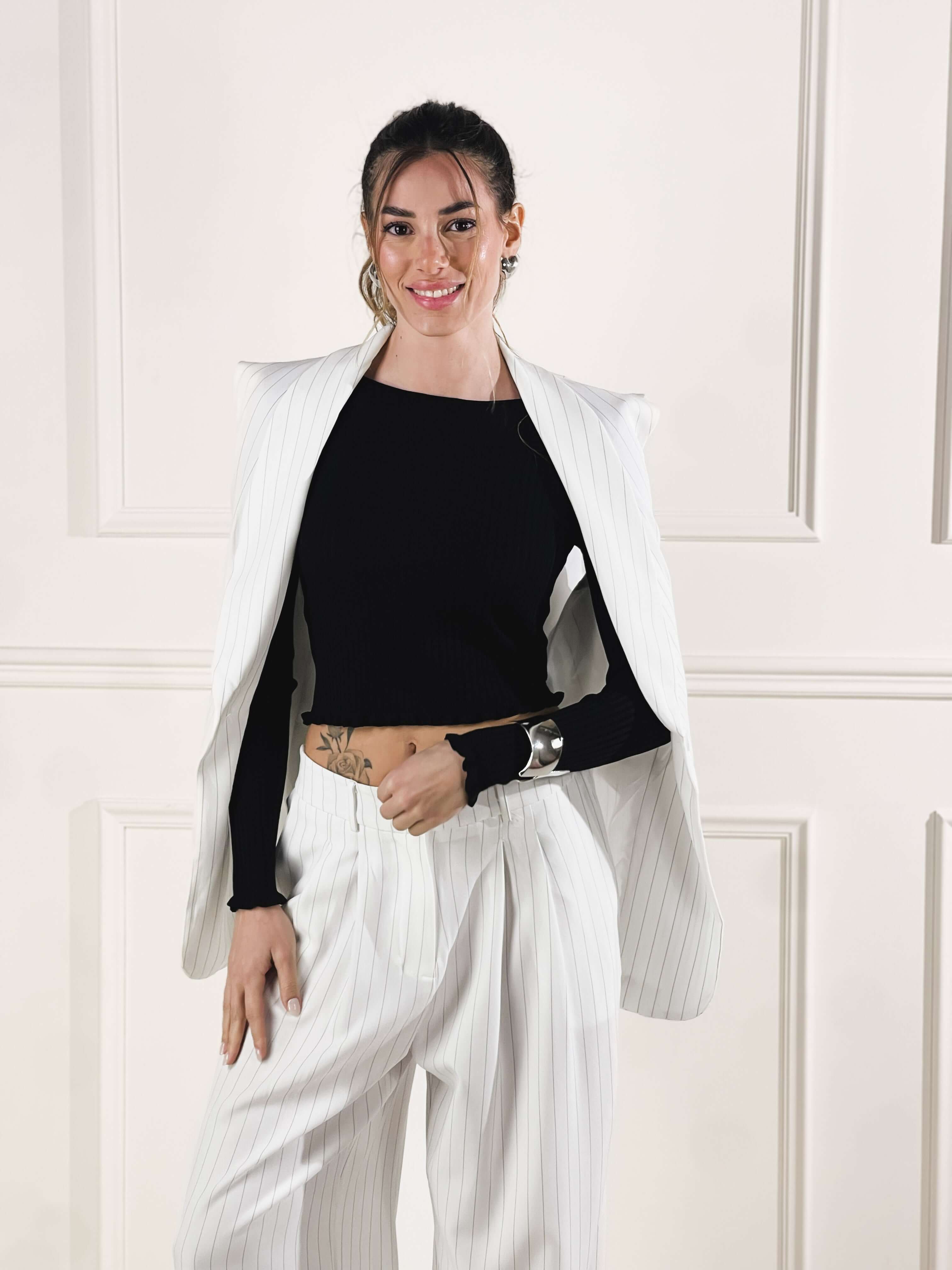 Gilet Gessato|Colore:Bianco