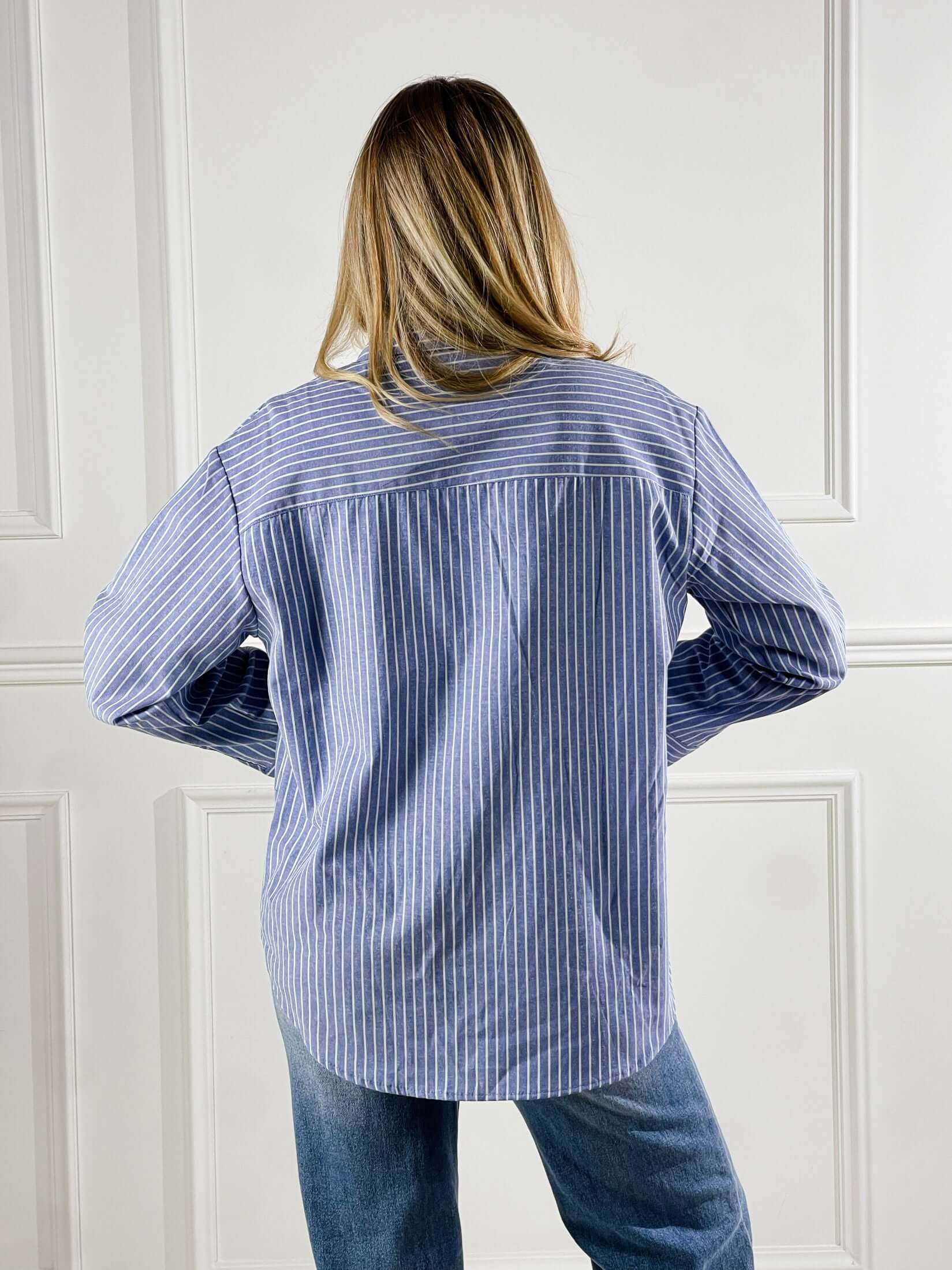 Camiciarigata con Strass|Colore:Blu