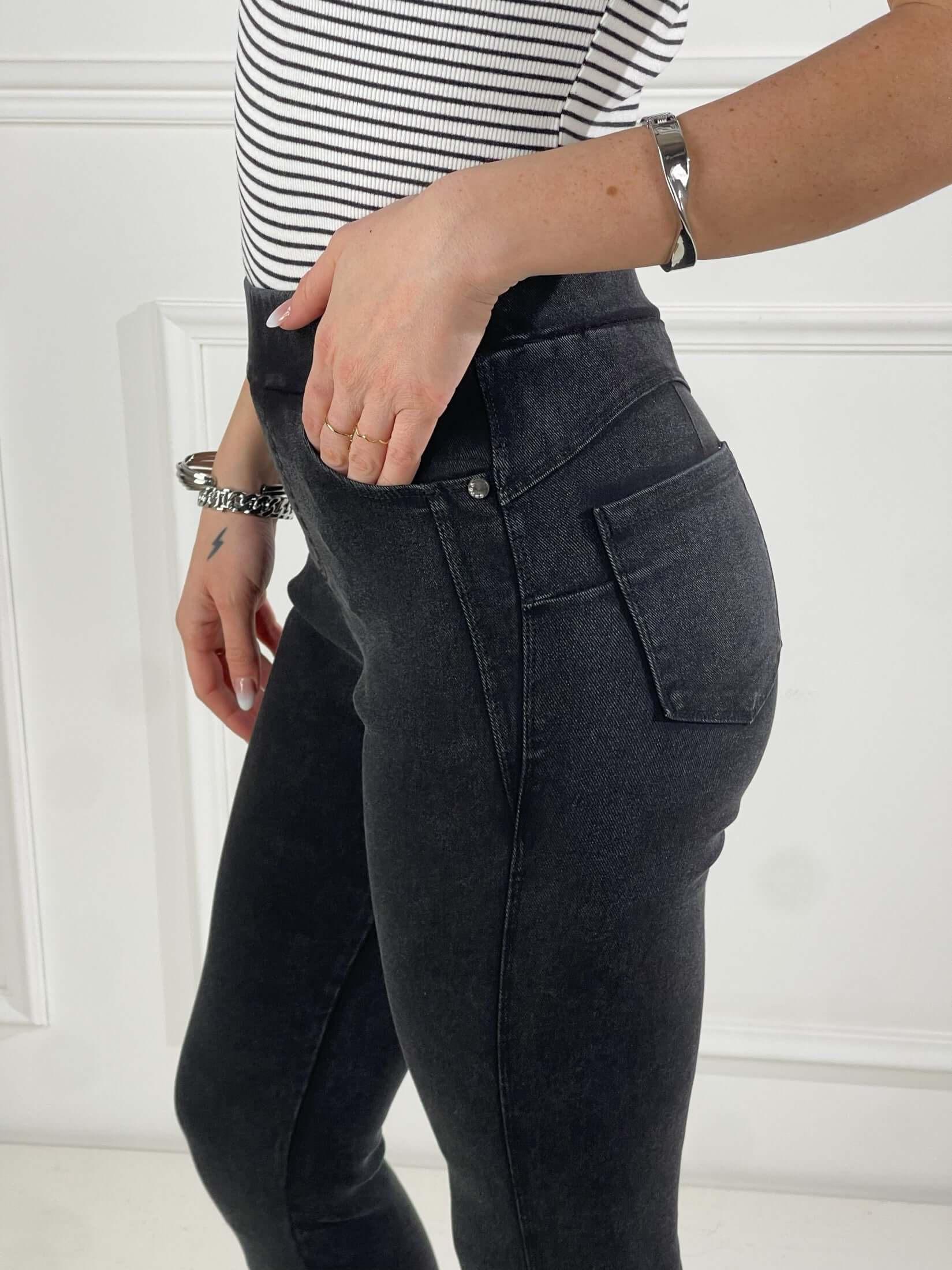 Leggings effetto jeans|Colore:Nero