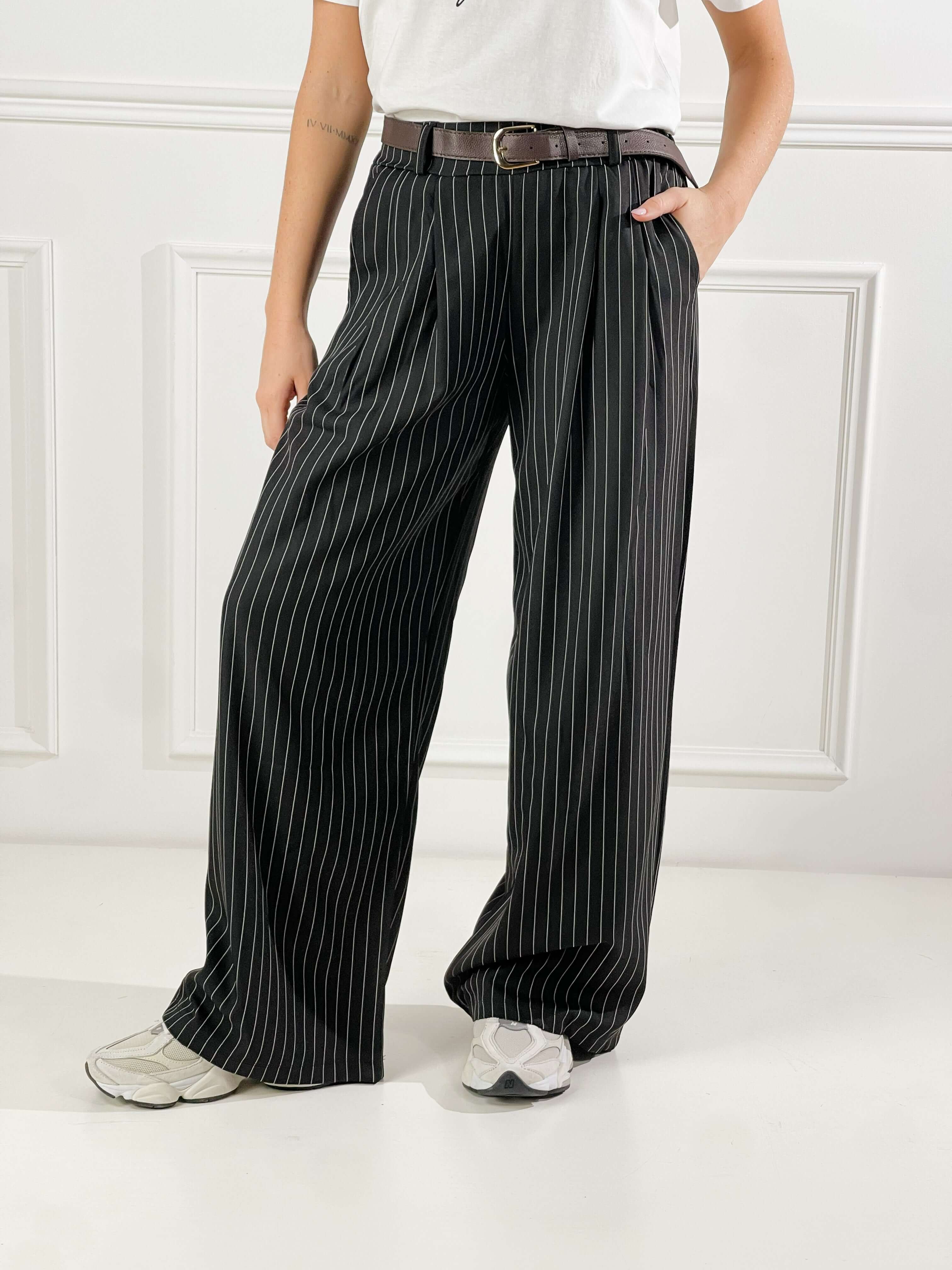 Pantalone sartoriale gessato|Colore:Nero