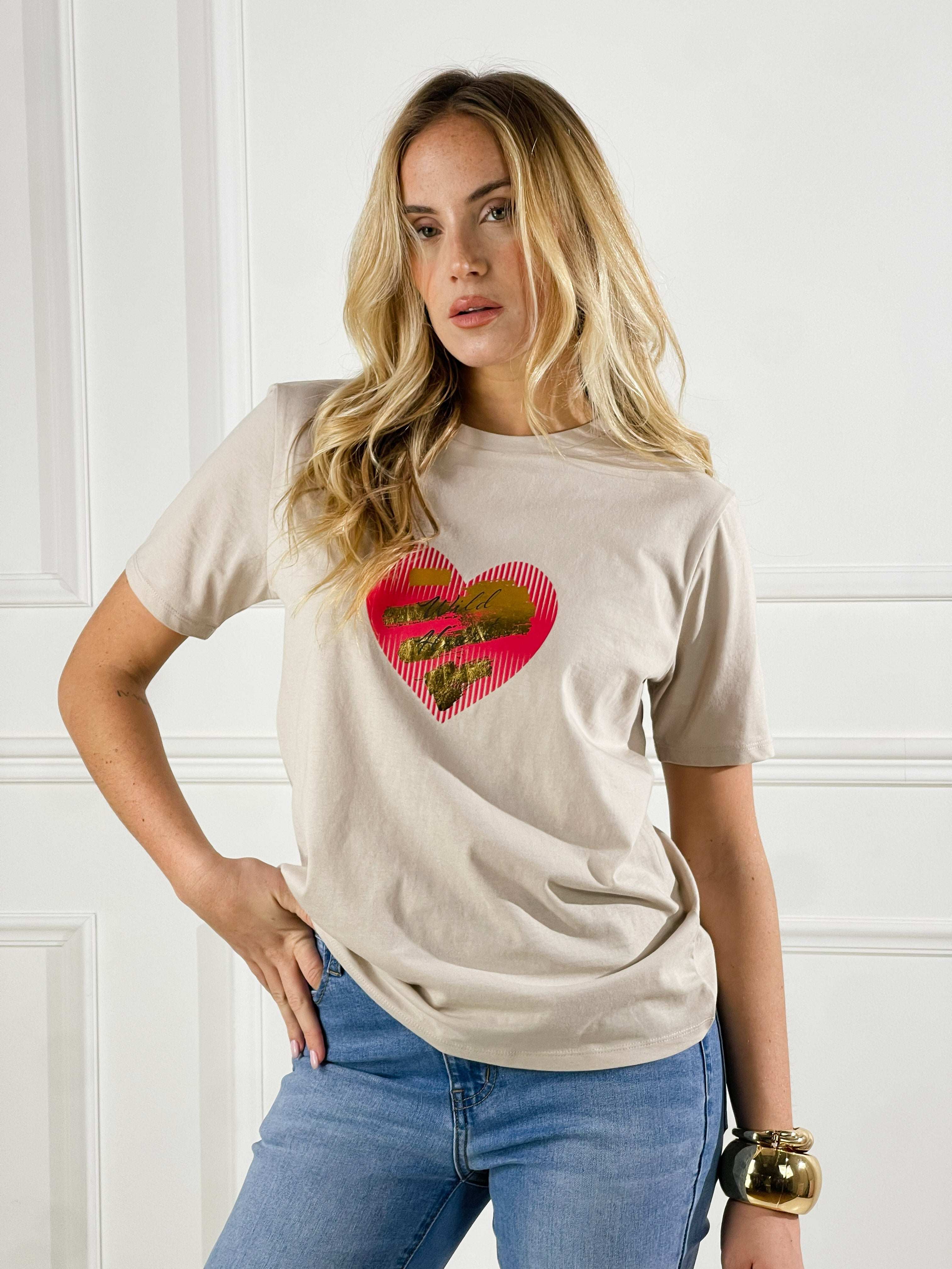 T-Shirt big Heaart|Colore:Corda