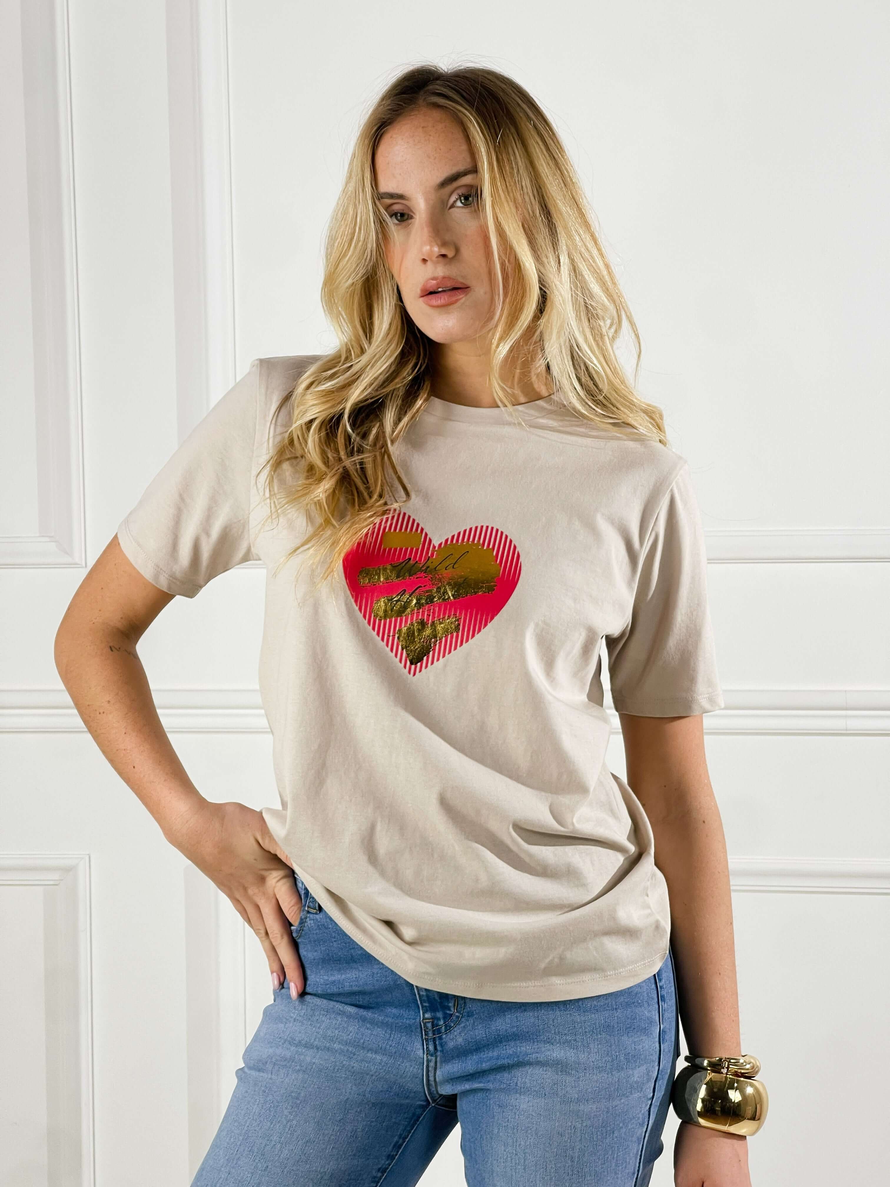 T-Shirt big Heaart|Colore:Corda