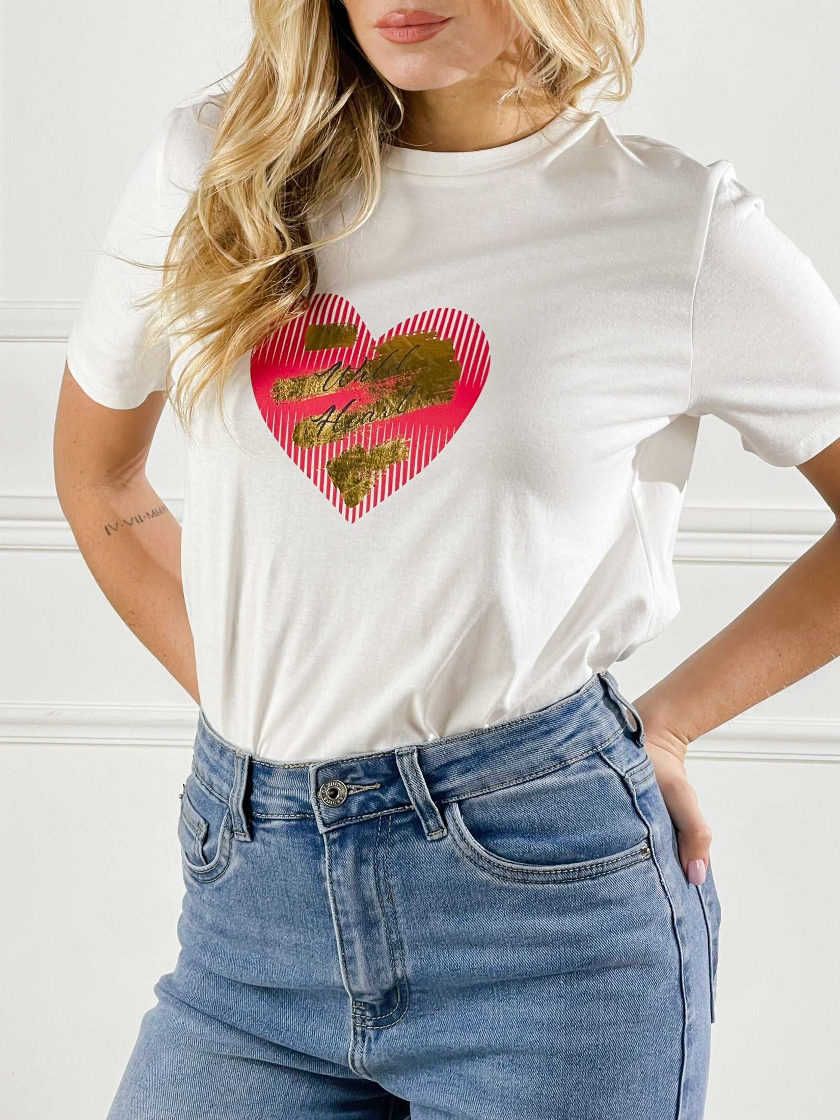 T-Shirt big Heaart|Colore:Bianco latte