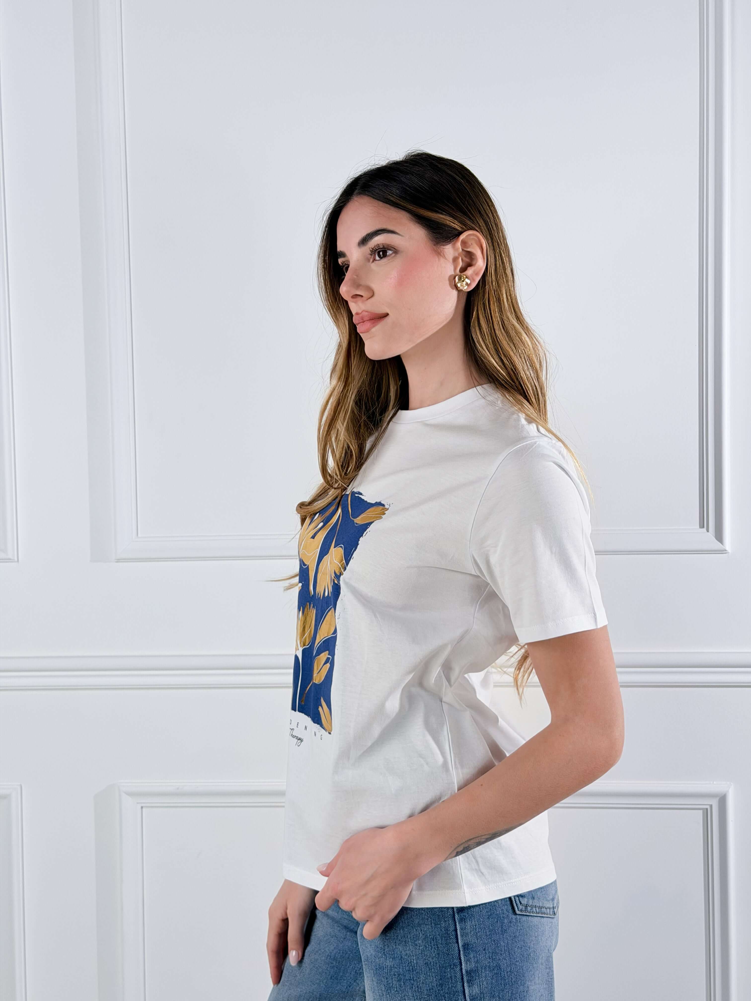 T_-Shirt Gold Leaf |Colore:Bianco/blu