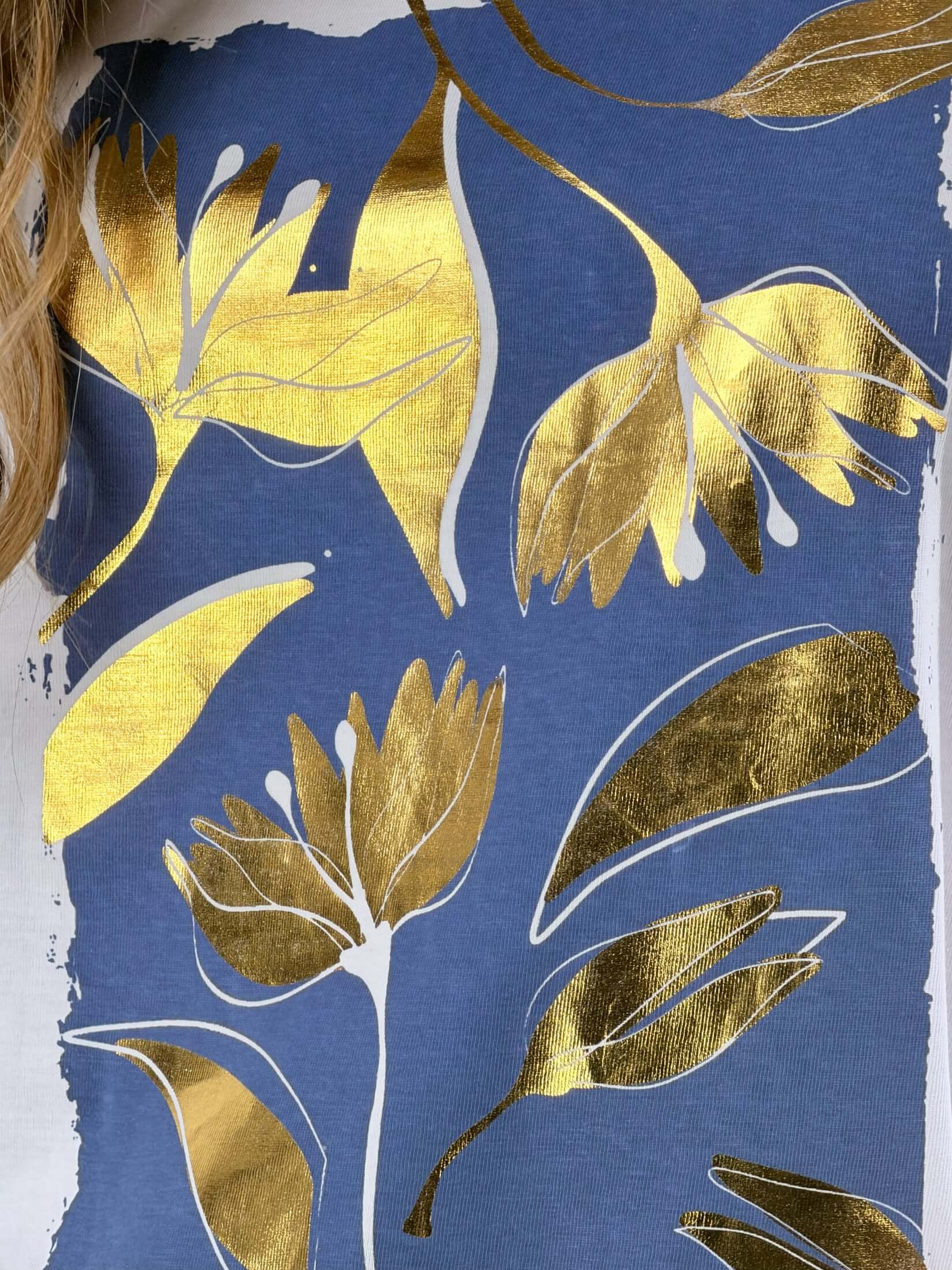 T_-Shirt Gold Leaf |Colore:Bianco/blu