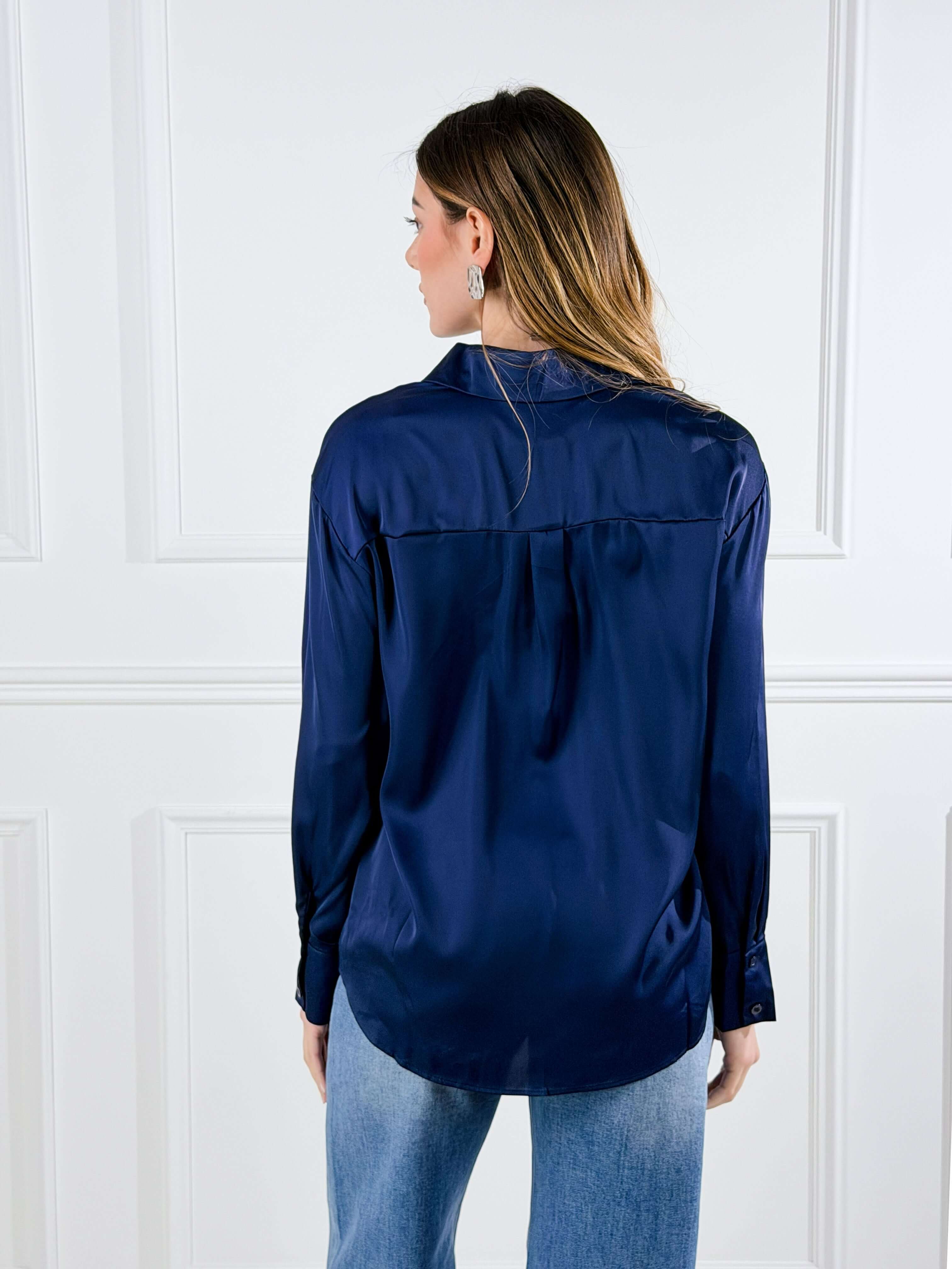 Camicia in raso|Colore:Blu scuro