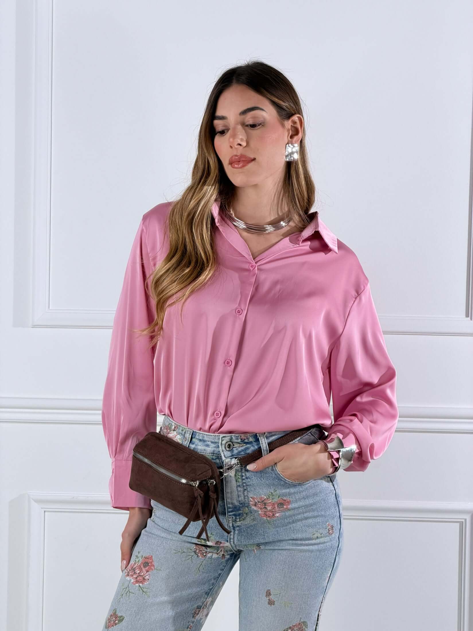 Camicia in raso|Colore:Rosa