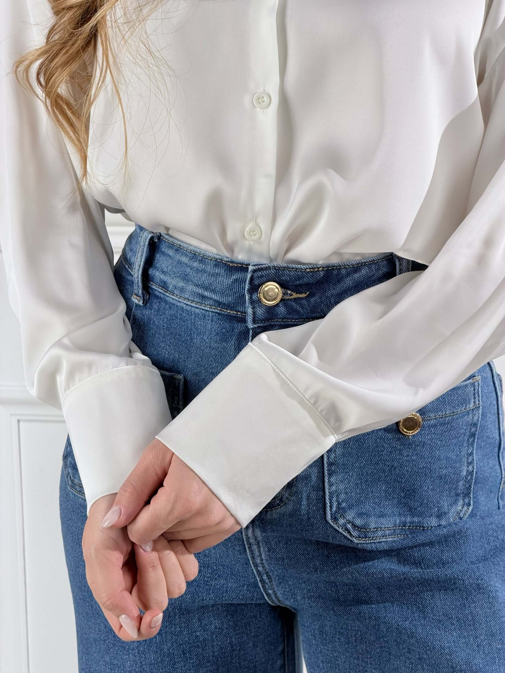 Camicia in raso|Colore:Bianco