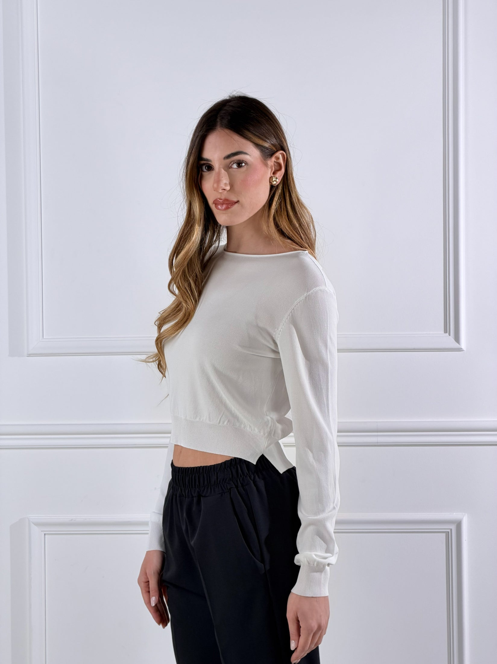 Maglia Scollo a Barca|Colore:Latte